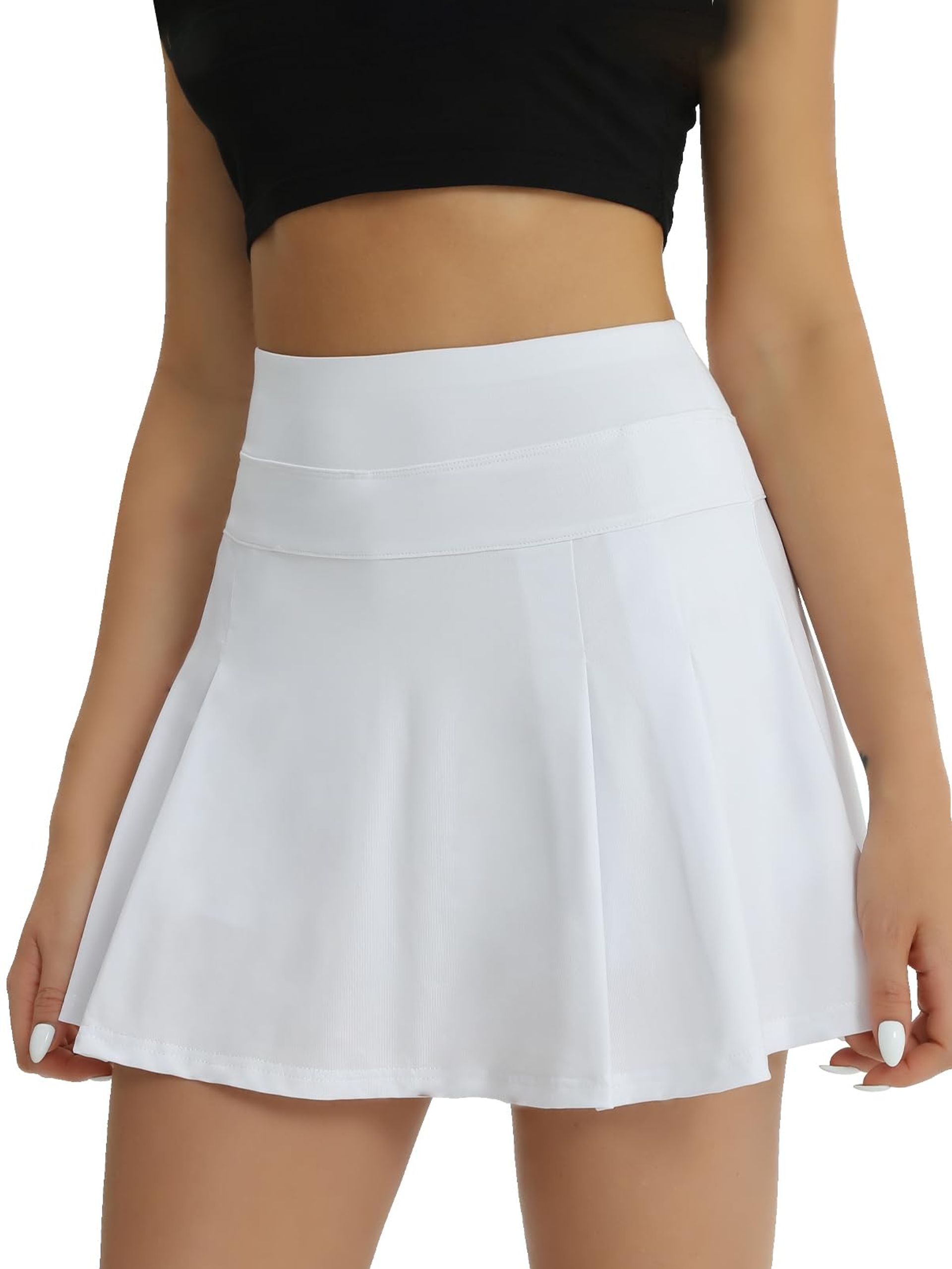 Women's Sports Skort Tennis Golf Skirt with Pockets Lightweight Activewear - White XL