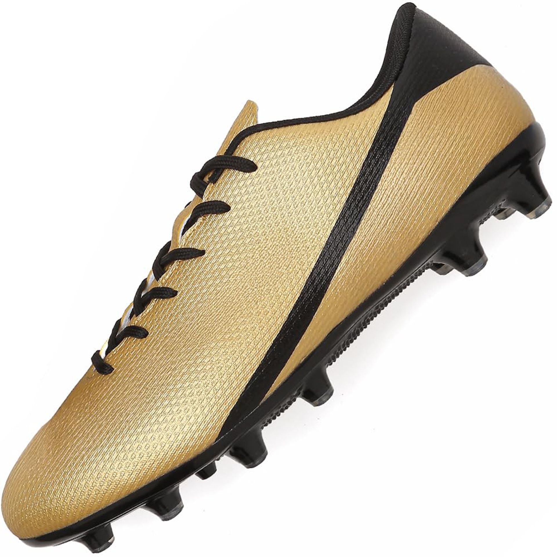 Kids Football Boots Firm Ground Trainers Running Sports Shoes Unisex Black Gold Size 35 EU