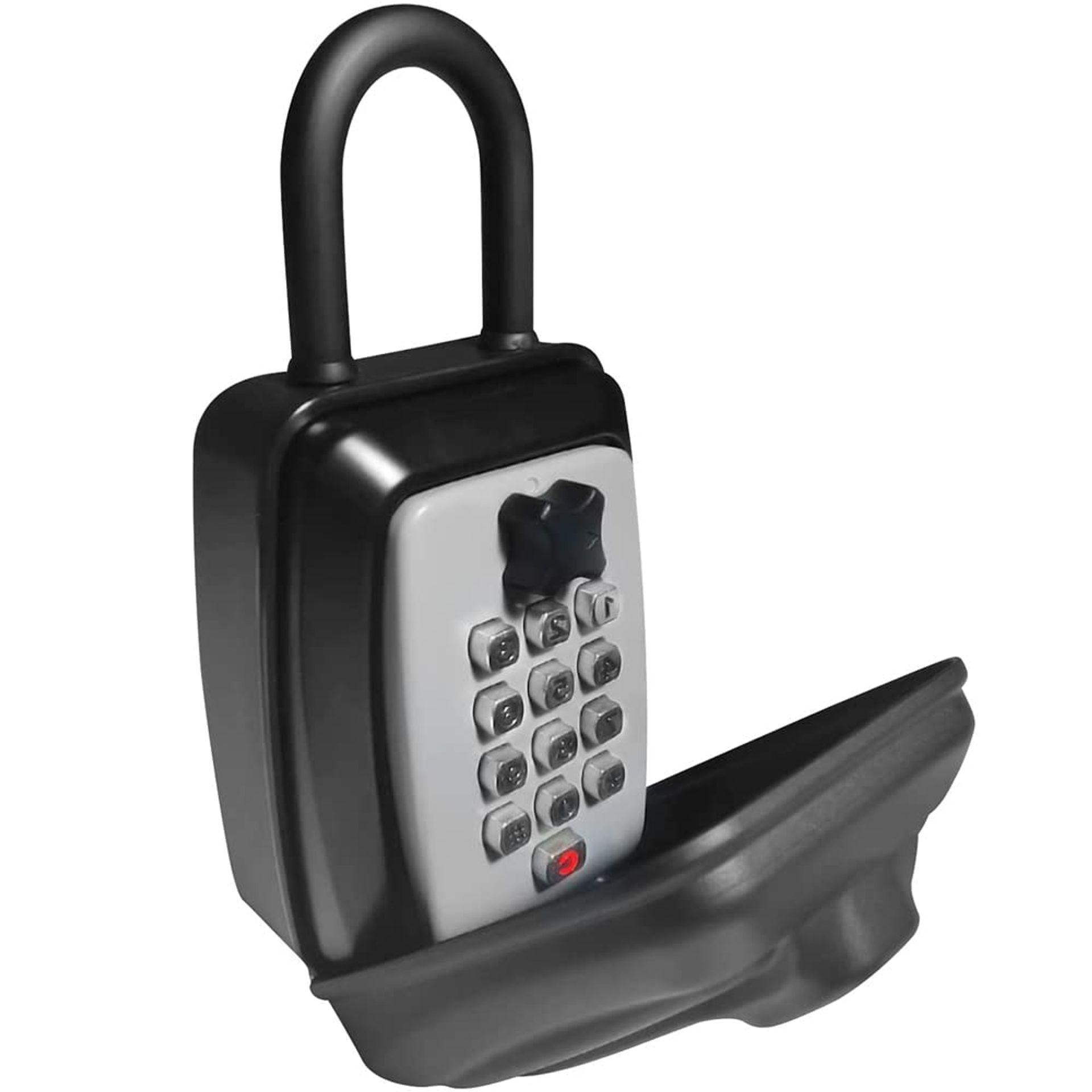 4 Digit Combination Wall-Mounted Key Safe with Shackle, Weatherproof & Large Capacity - Black