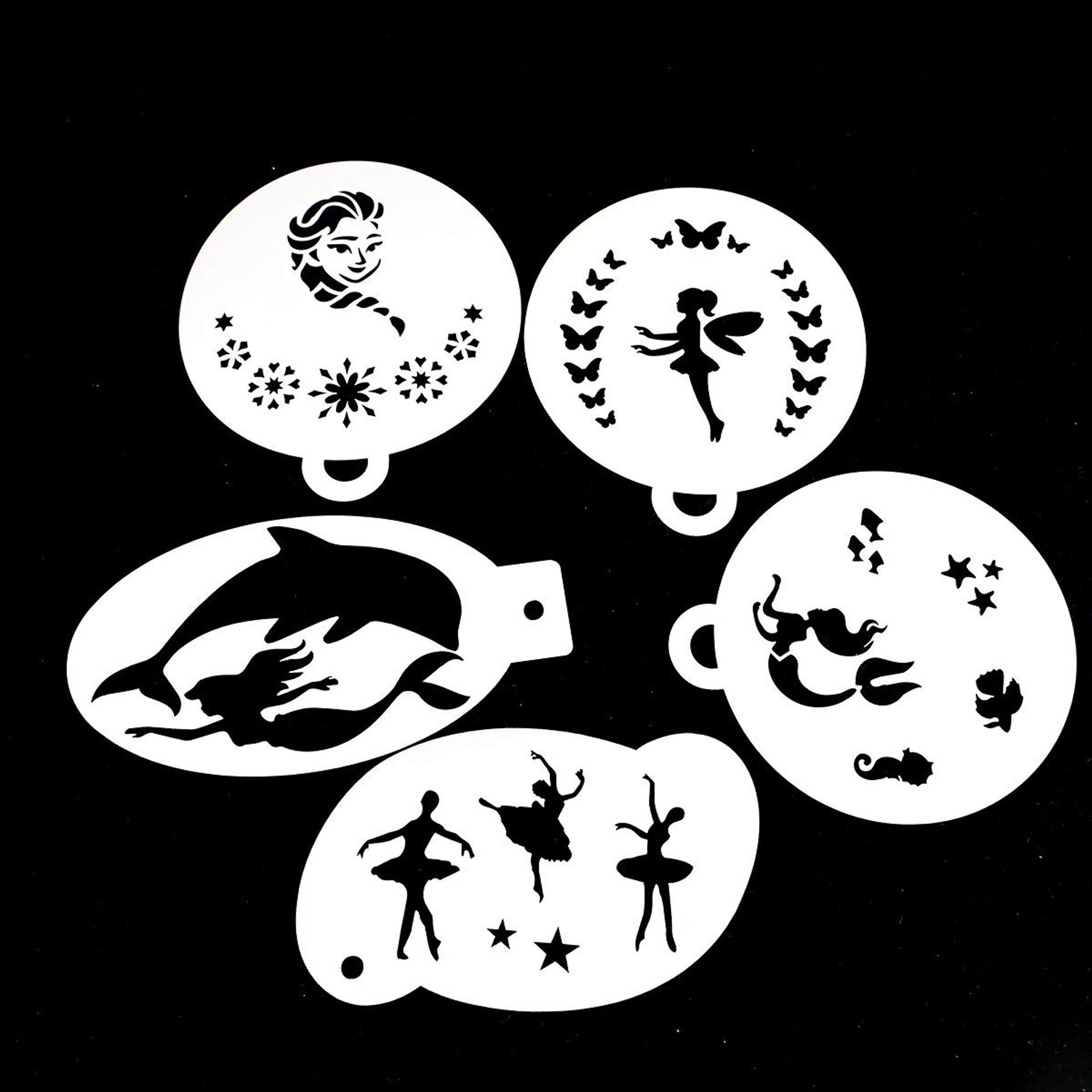 Bowitzki 5pcs Reusable Fairy Face Paint Stencils for Halloween & Body Art Makeup
