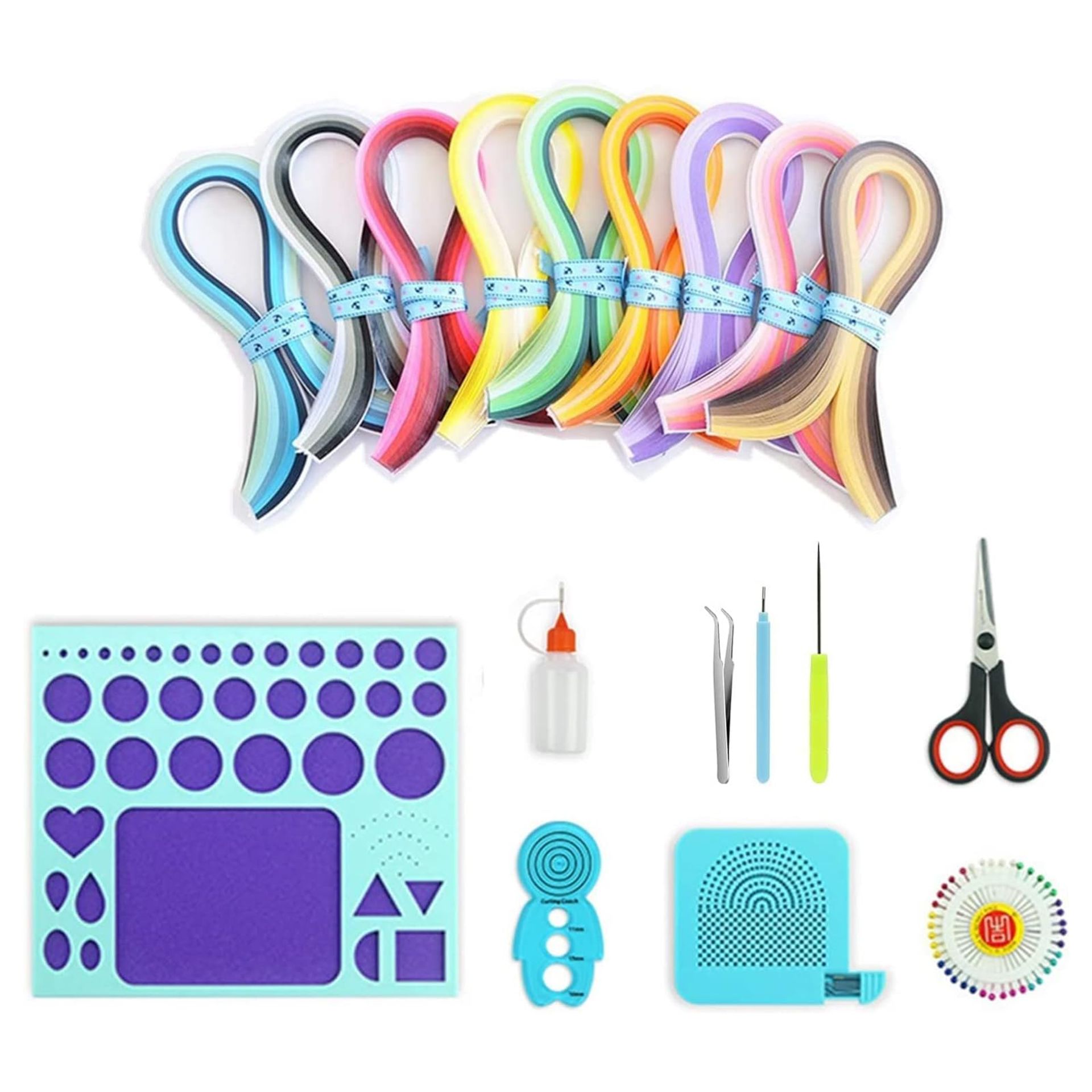 900 Strip Paper Quilling Kit for Beginners & Adults - 36 Colours with Tools & Template Board