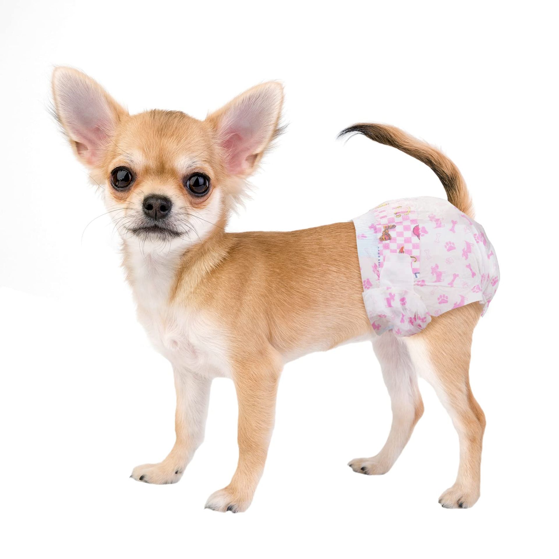 Pet Nappies for Dogs & Cats 45-Pack Disposable Leak-Proof Absorbent Diapers - Pink XXS