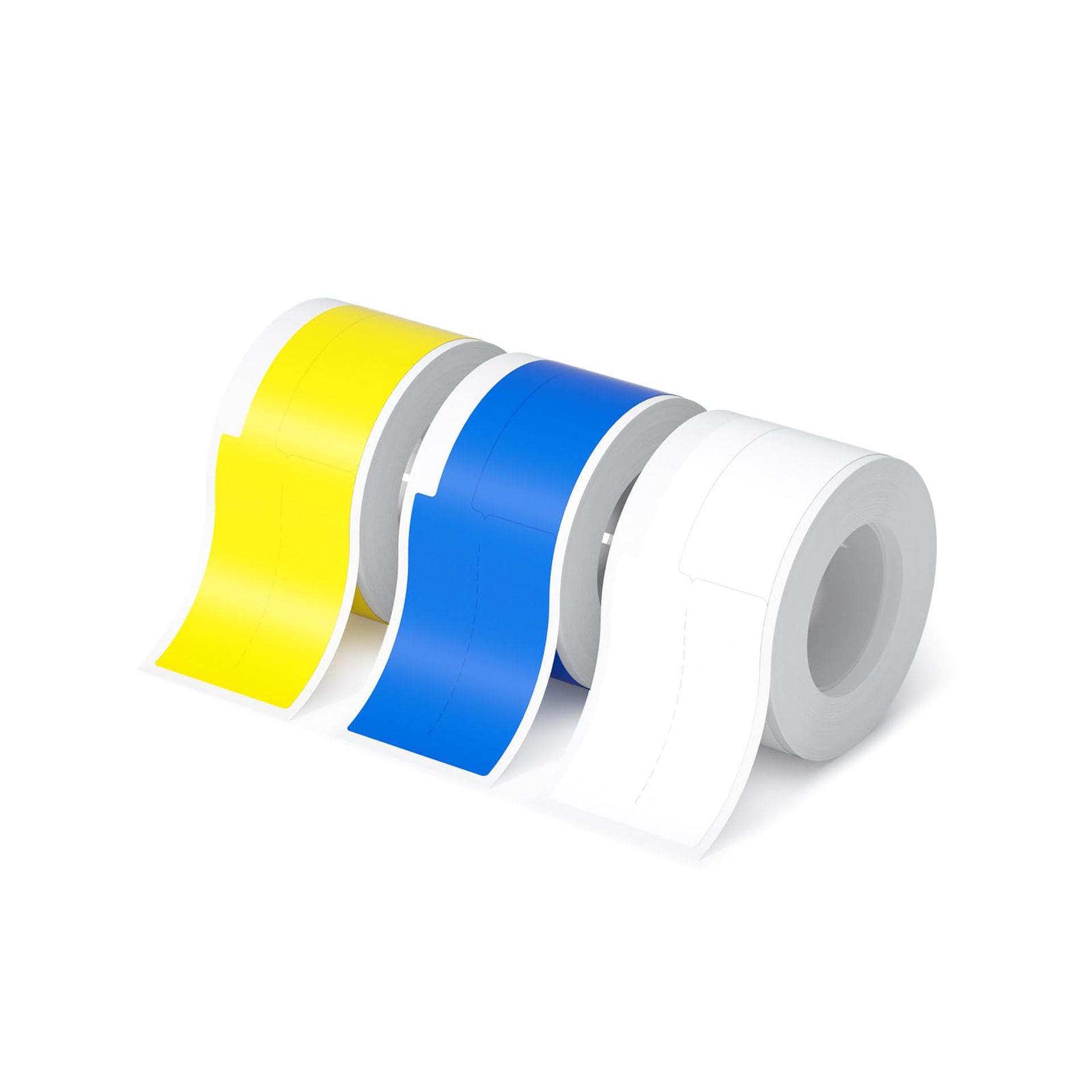 Thermal Label Maker Tape - Waterproof & Scratch-Resistant, 25x38mm, 100 Pcs, White-Blue-Yellow