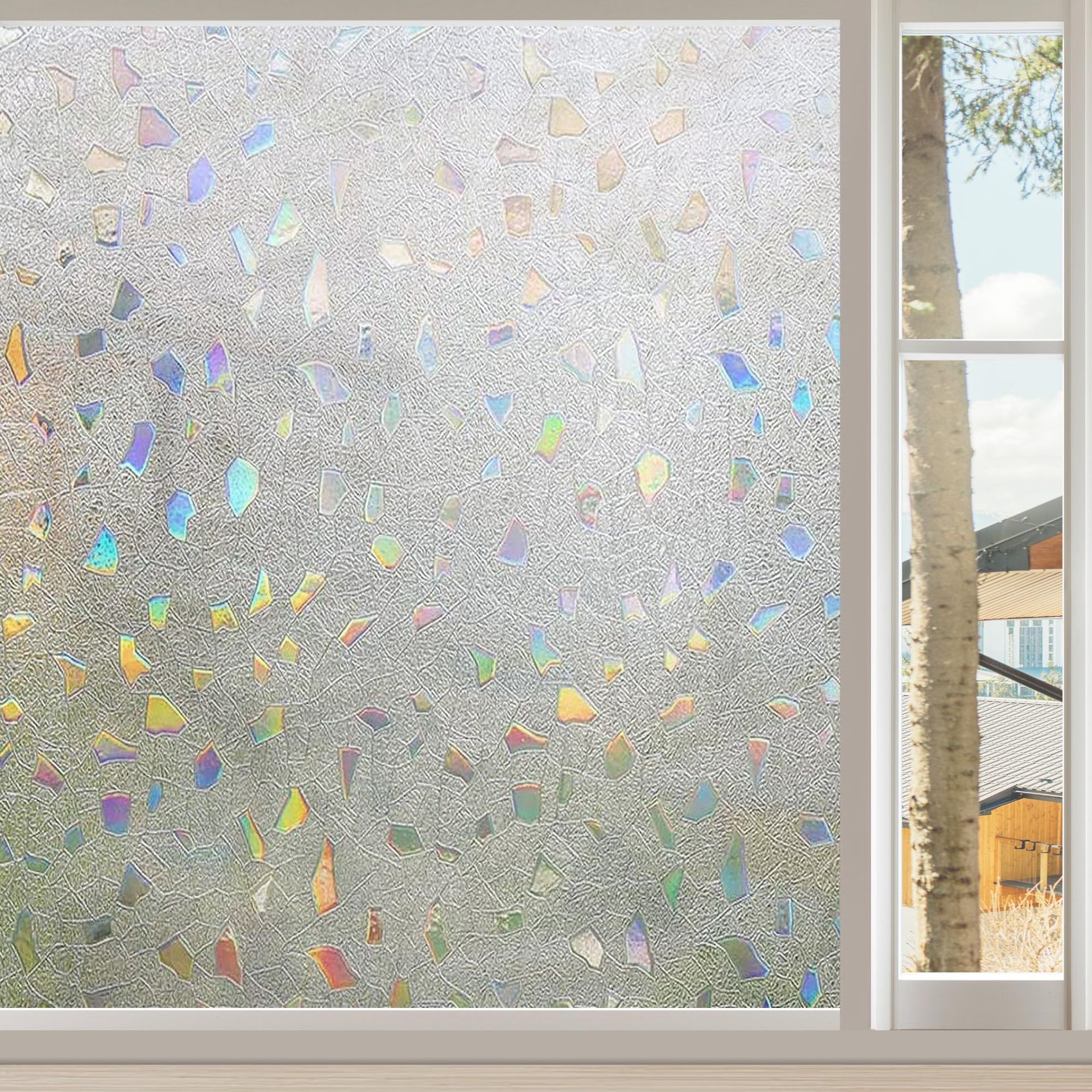 3D Decorative Linarun Window Privacy Film 50x400cm - No Glue, Stained Glass Effect for Home & Kitchen