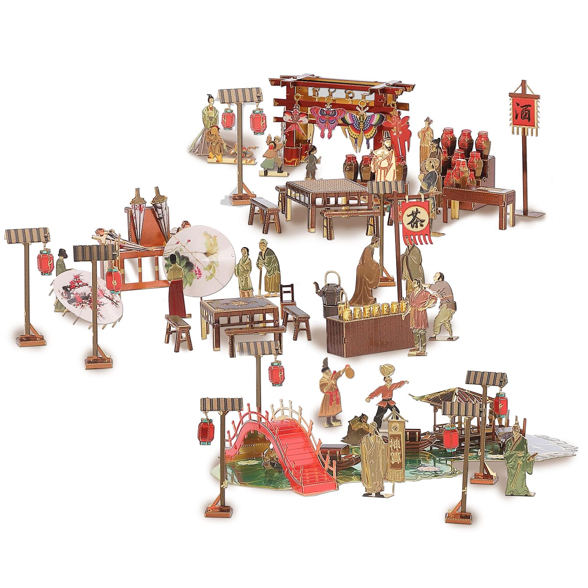 3D Metal Puzzle Scenic Building Model Kit 277 Pieces Decoration Craft - Chang'an Archway P147-GRN