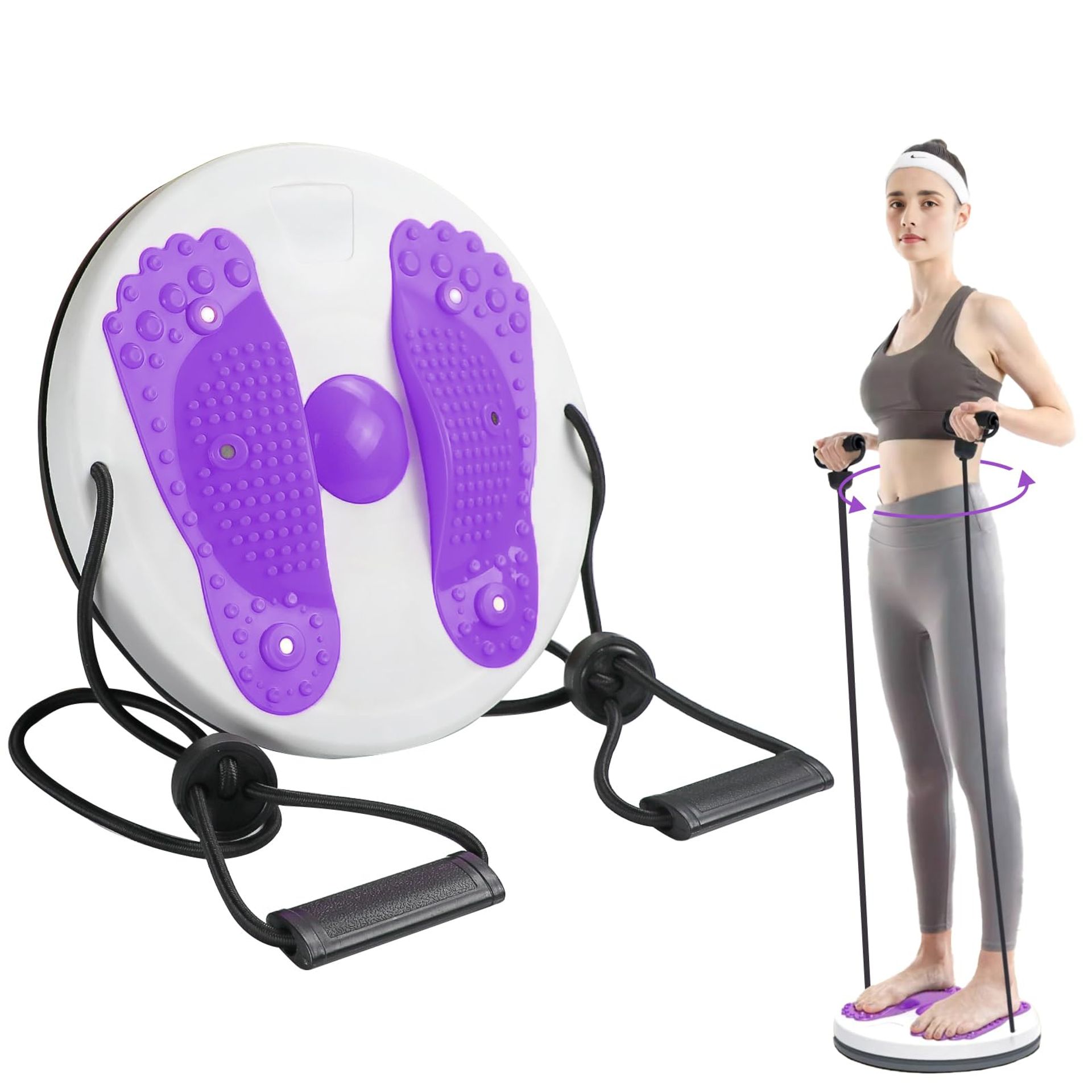 Waist Sculptor Twisting Disc for Home Workout - Weight Loss & Foot Massage (Purple)