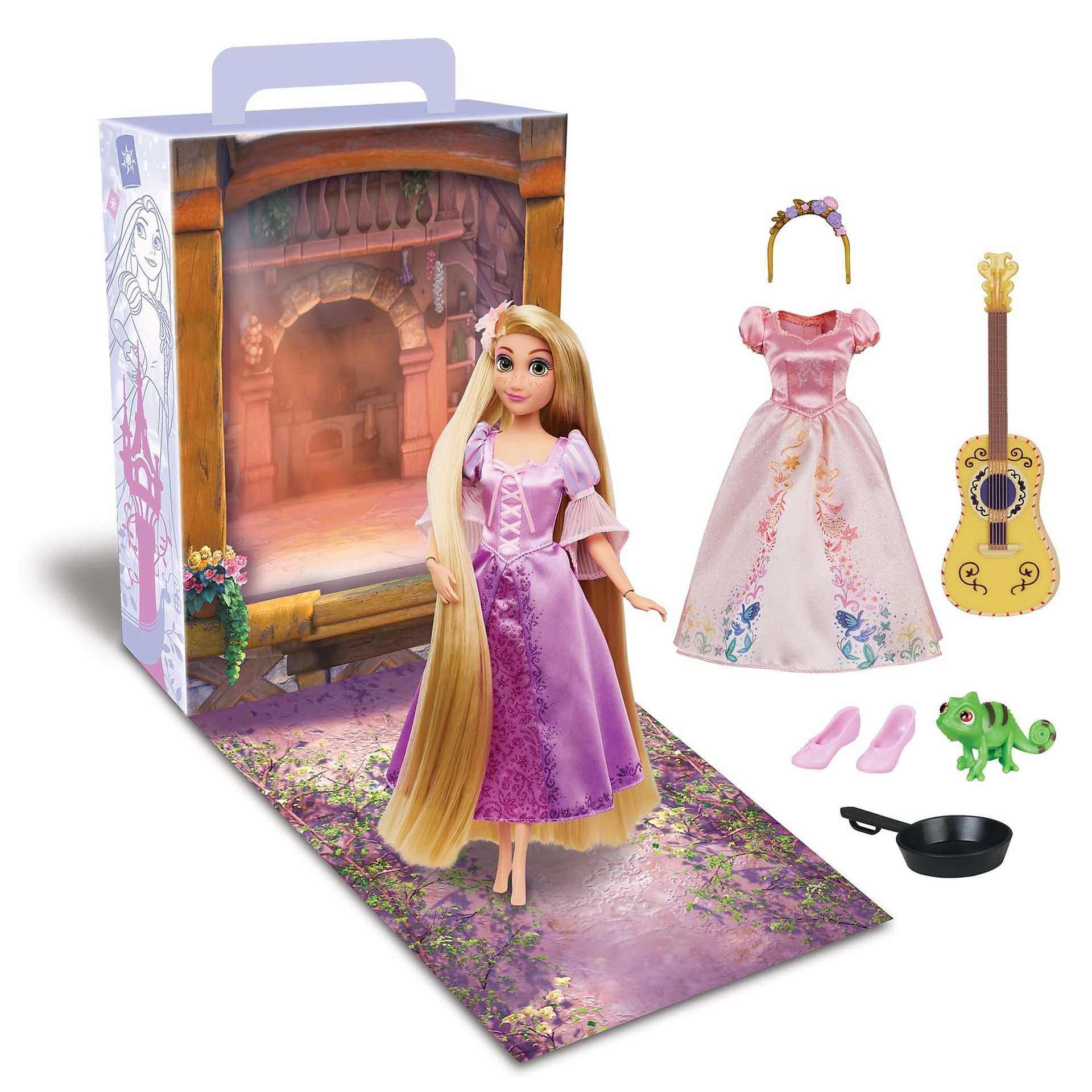 Rapunzel Story Doll with Pascal, 2 Outfits, Accessories & Play Stage - Rapunzel 28cm