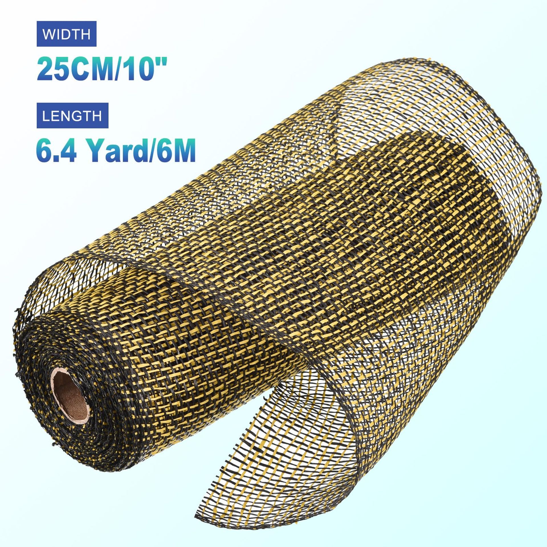 10 Inch Poly Burlap Mesh Ribbon - Black/Yellow/Dark Yellow, 3pcs, Perfect