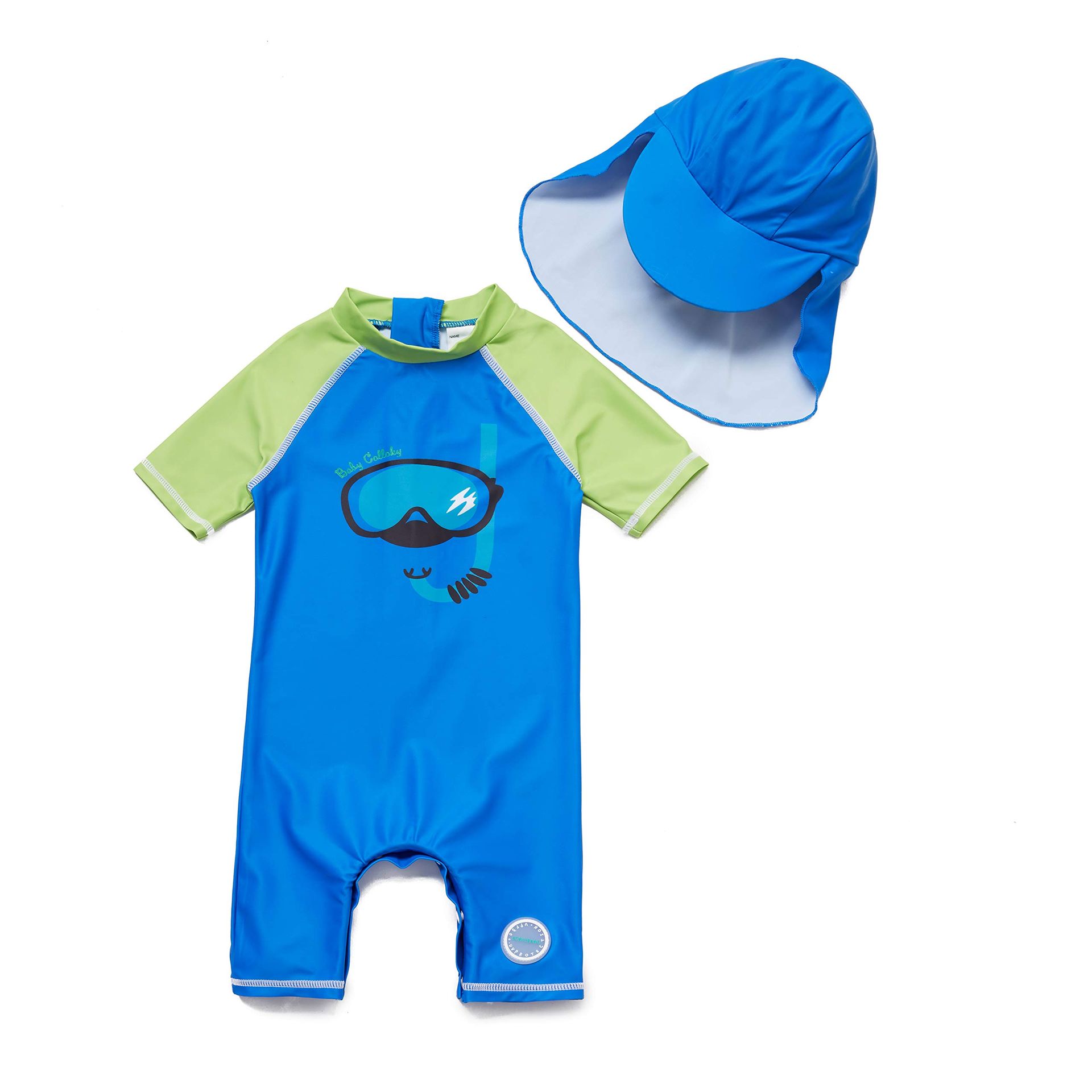 Baby Boys Swimsuit UPF 50+ Sun Protection All-in-One with Cap - 12-18 Months