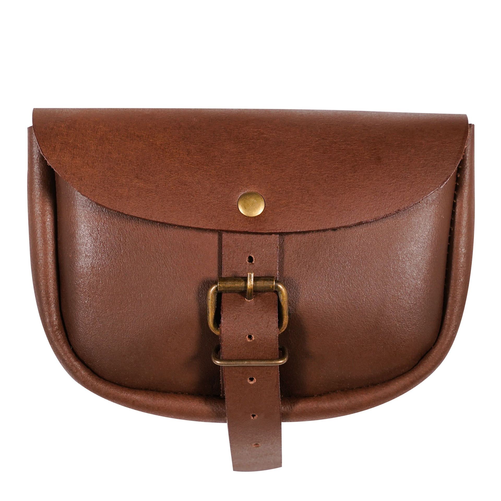 Medieval Leather Belt Pouch Handmade Renaissance Costume Accessory - Brown 6.2" x 4.7"