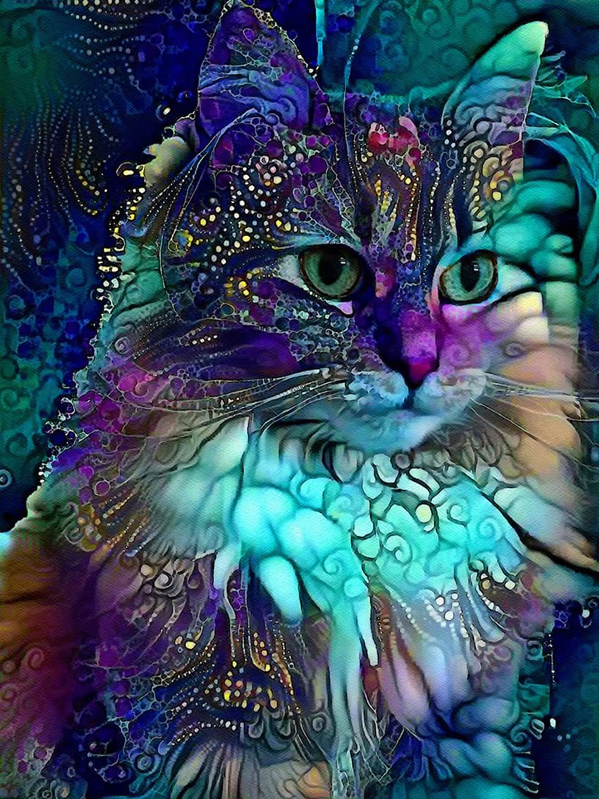 Cat Diamond Painting Kits For Adults, Kids 5D DIY Full Drill Round  display picture 1