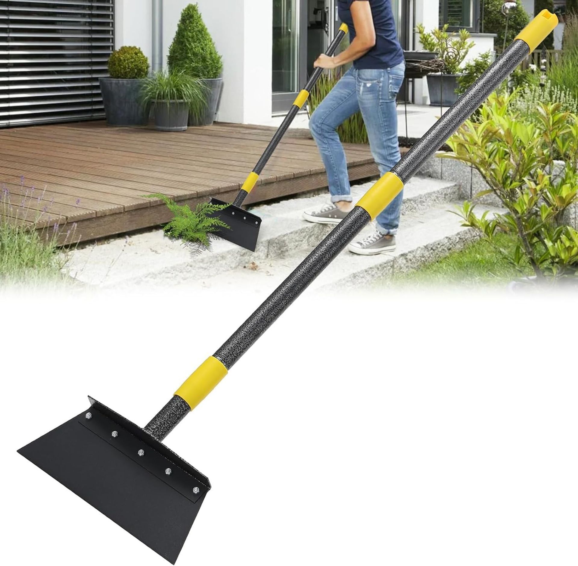 Multifunctional Garden Shovel 5 FT with Adjustable Ergonomic Handle, Replaceable Blades, Ideal for Weeding & Ice Scraping