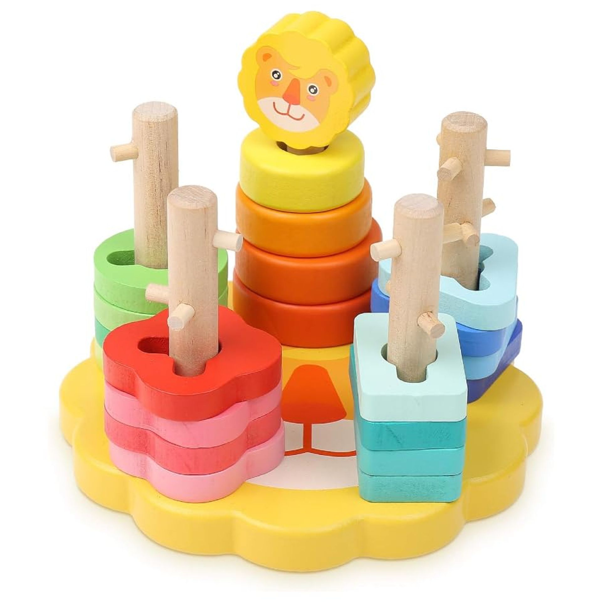 Wooden Educational Shape Sorting Toy for Kids - Geometric Stacking Board with Colour & Shape Recognition, Ideal Birthday Gift