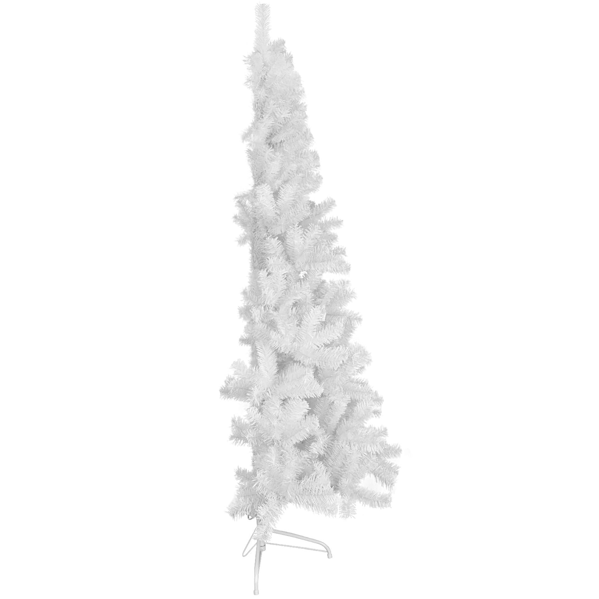 ZALAON Half Christmas Tree,1.8M White Artificial Half Christmas Tree with Stand Slim Half Xmas Tree Christmas Decoration Holiday Decoration