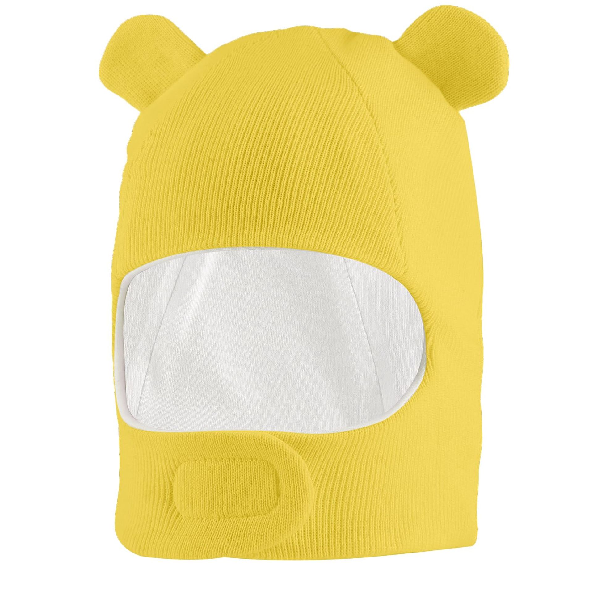 Baby Winter Hat Scarf Set with Ears, Windproof, Yellow, Age 1-2 Years, Keep Warm & Cosy