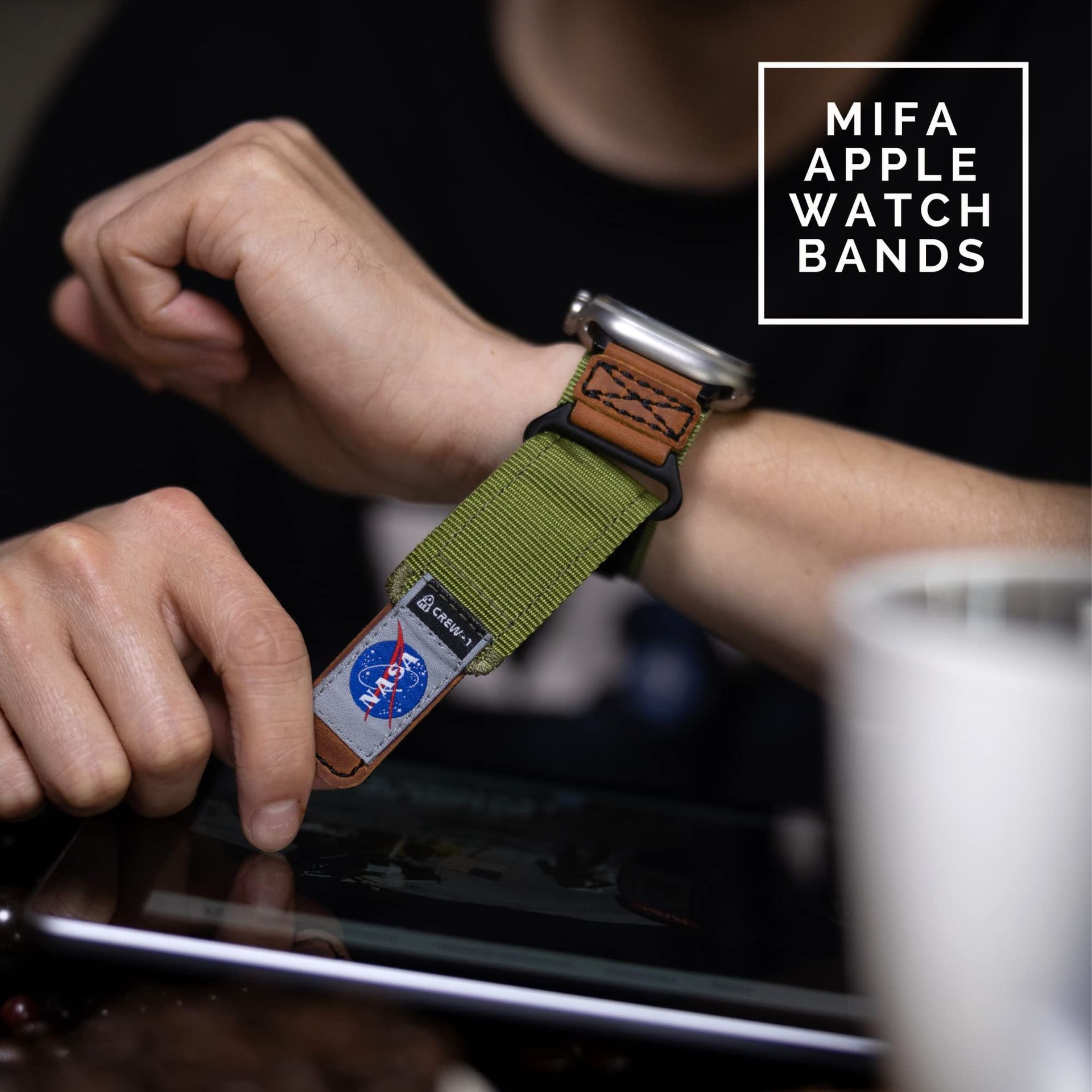Made For Apple Watch Band, NASA Licensed Rugged Nylon Leather
