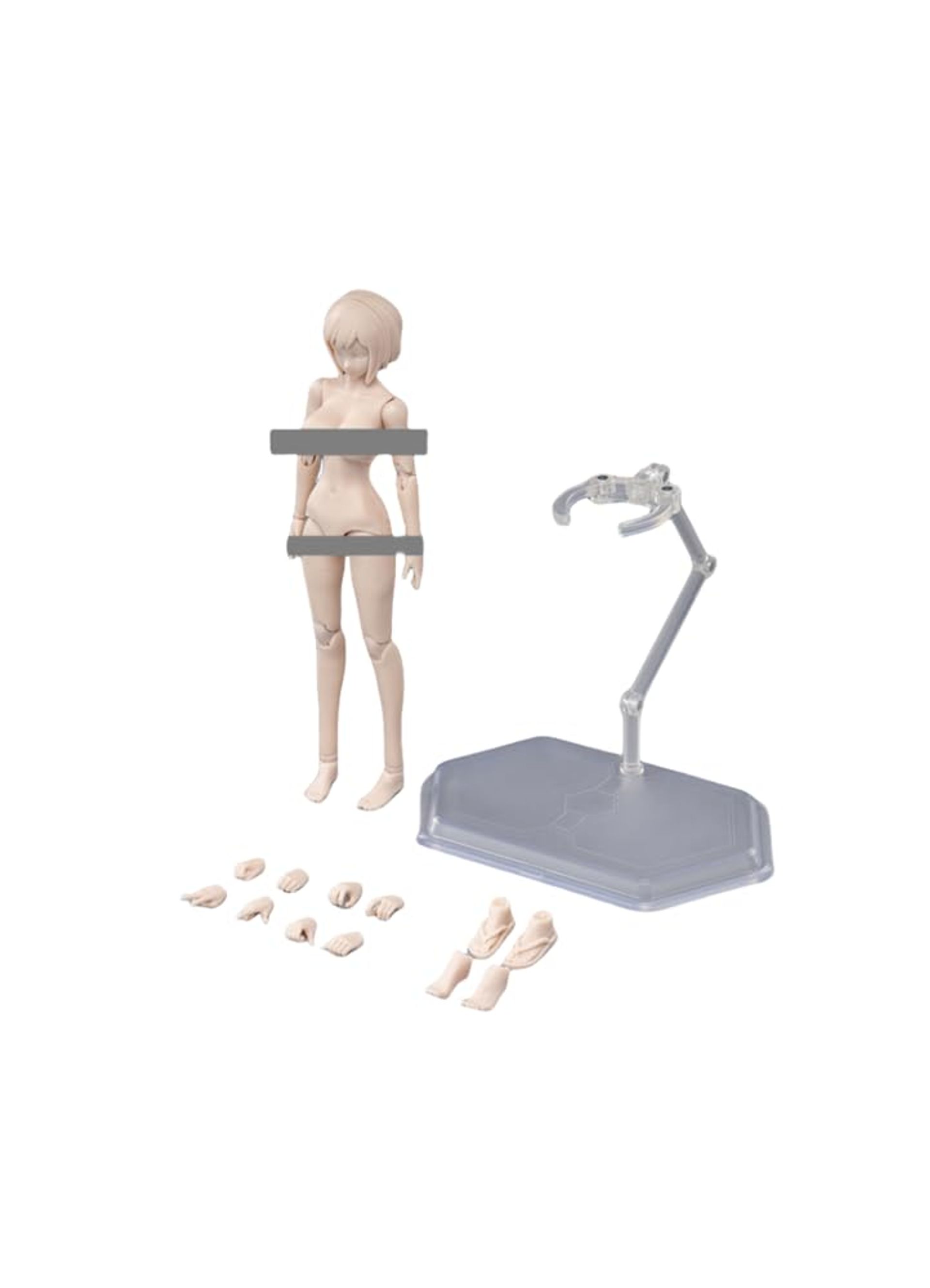 1:12 Scale Female Half-Seamless Action Figure Body Tall Plump Build Giant Bust Fair Skin - White T86-ST01A