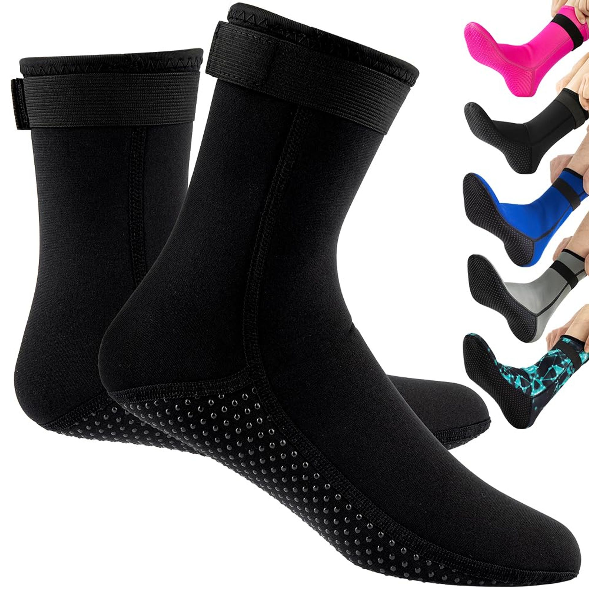 3mm Neoprene Thermal Wetsuit Socks, Non-Slip Diving Boots for Water Sports (L:42-43, Black)