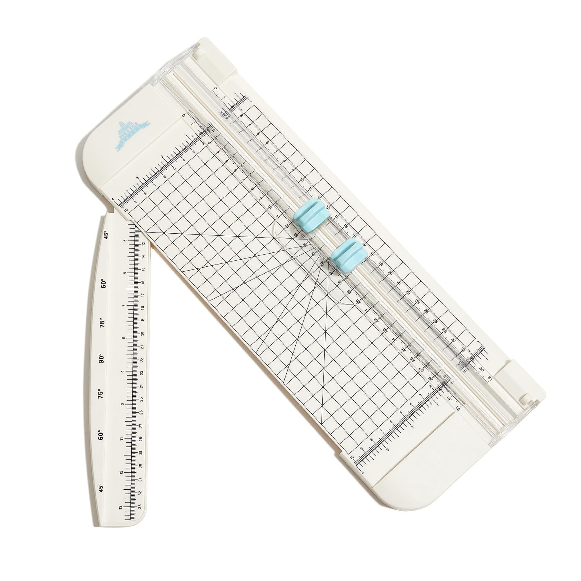 12 Inch JIELISI A4 Paper Cutter & Trimmer with Safety Safeguard & Side Ruler - White