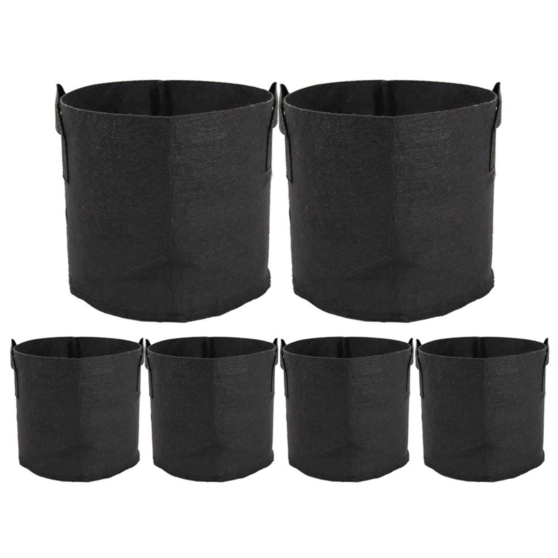 Grow Bags Thickened Nonwoven Fabric Pots with Handles Set of 6 Aeration Planter Containers - Black 26L