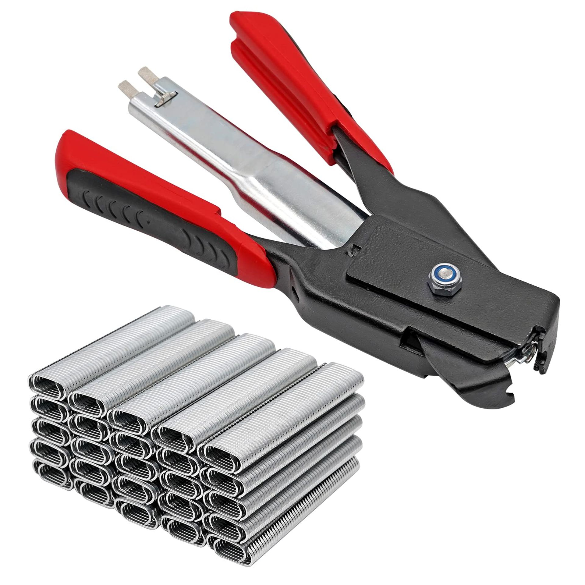 Hog Ring Pliers and 2500 pcs C Type Nail Animal Wire Cage Clamp Chicken Pig Bird Pet Cage Installation Equipment Tools (2500 pcs C Type Nails & Plier)