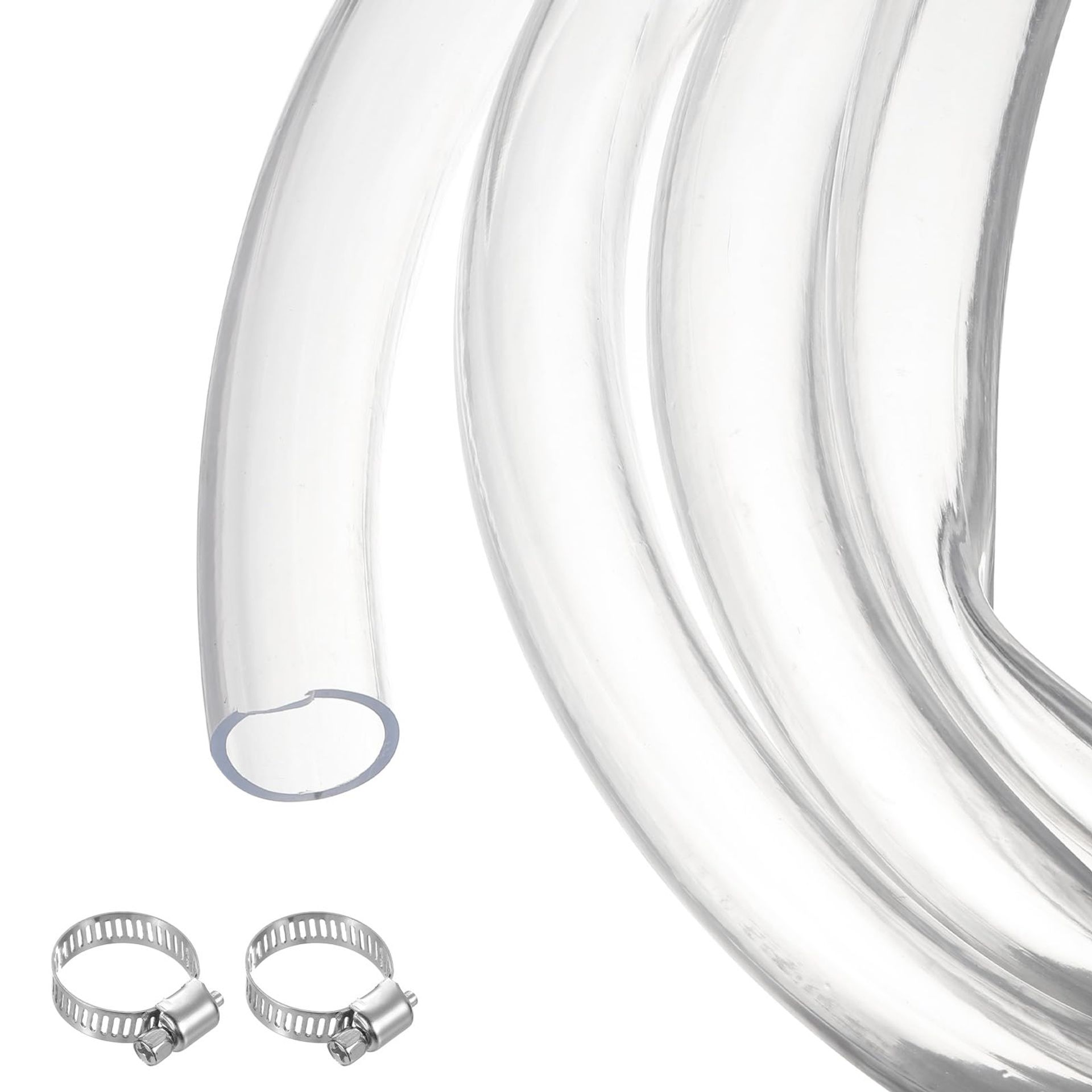 10ft Clear PVC Tubing with Clamps for Garden, Aquarium & More - Flexible Vinyl Hose
