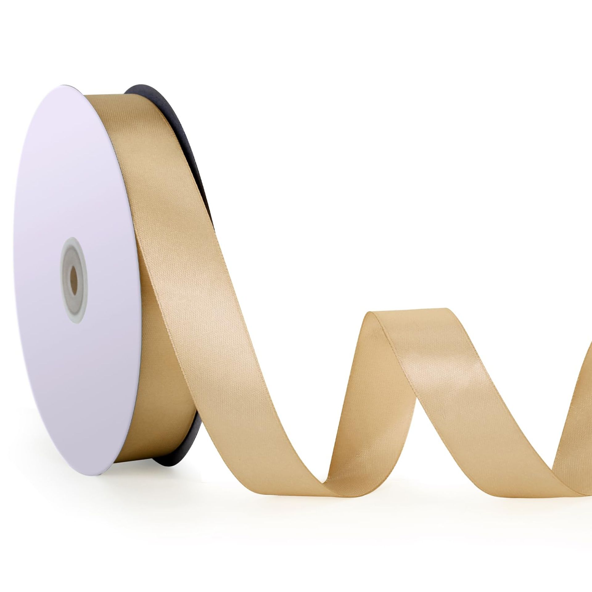 Light Champagne Satin Ribbon 25mm x 92m Roll for Crafting, Gift Wrapping & Wedding Decoration - Valentines