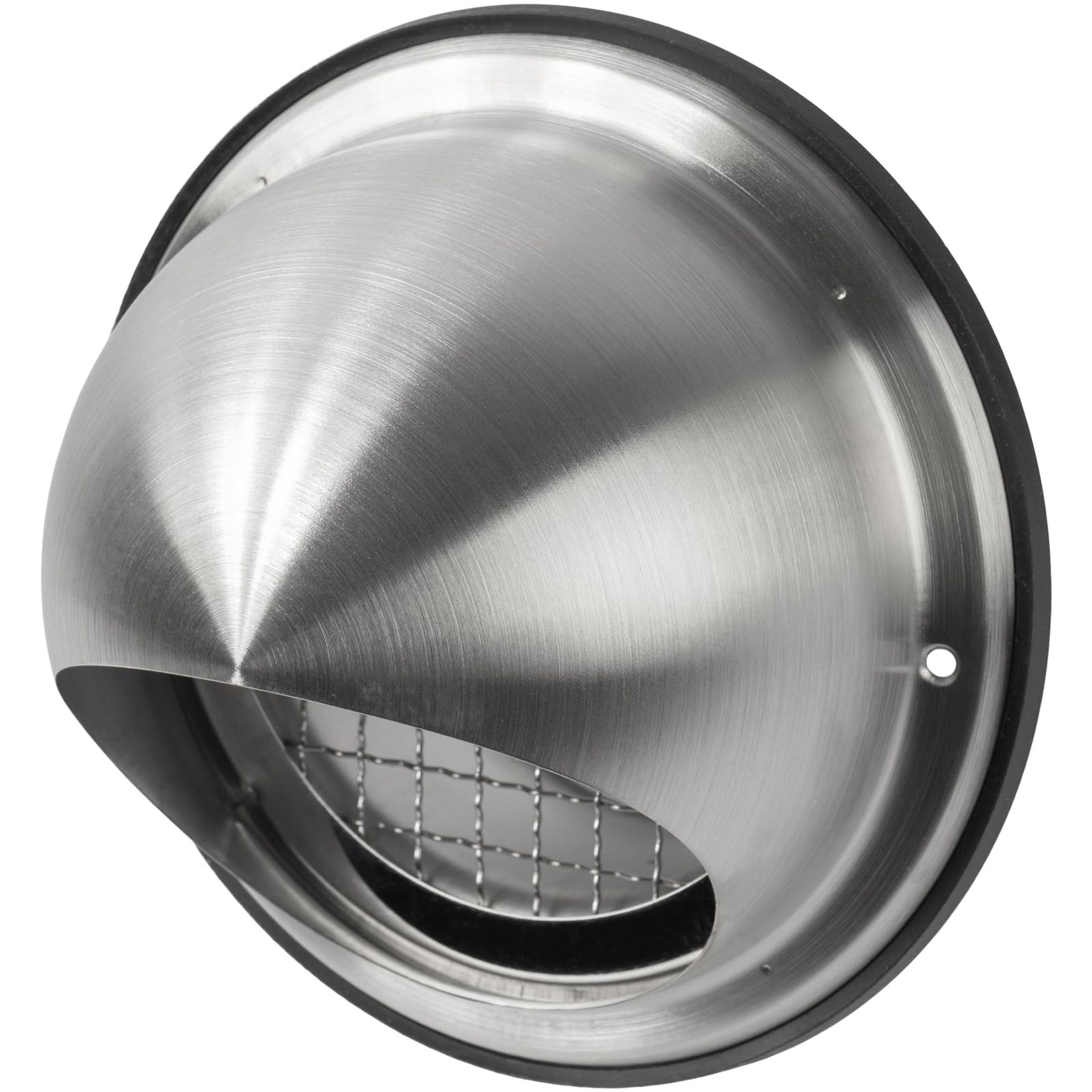 Stainless Steel Bull Nose Outdoor Vent Cover with Rubber Seal and Mesh Grill - Grey 6 Inch / 150 mm