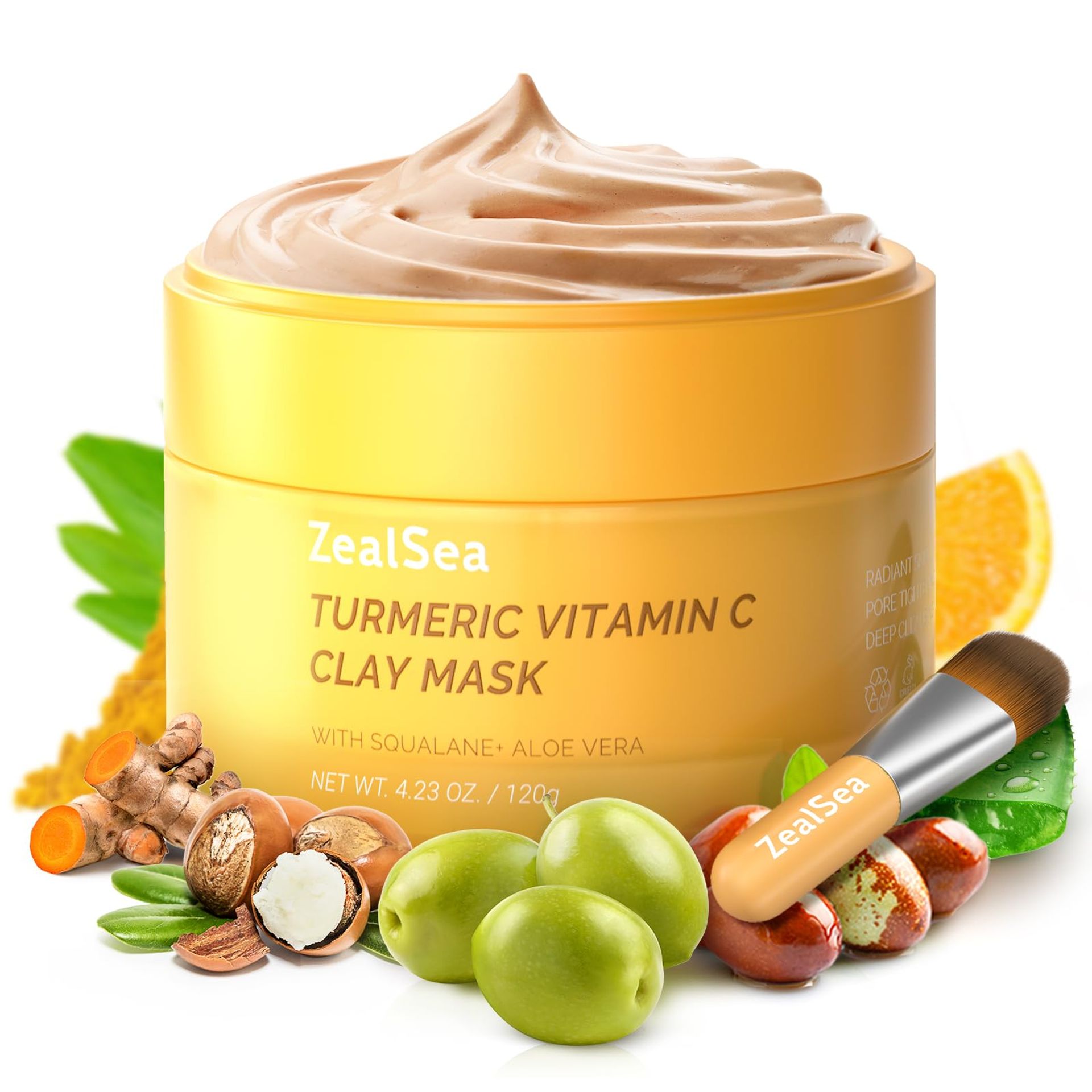 ZealSea Turmeric Clay Mask with Vitamin C for Blackheads & Pores - 120g Skincare Set