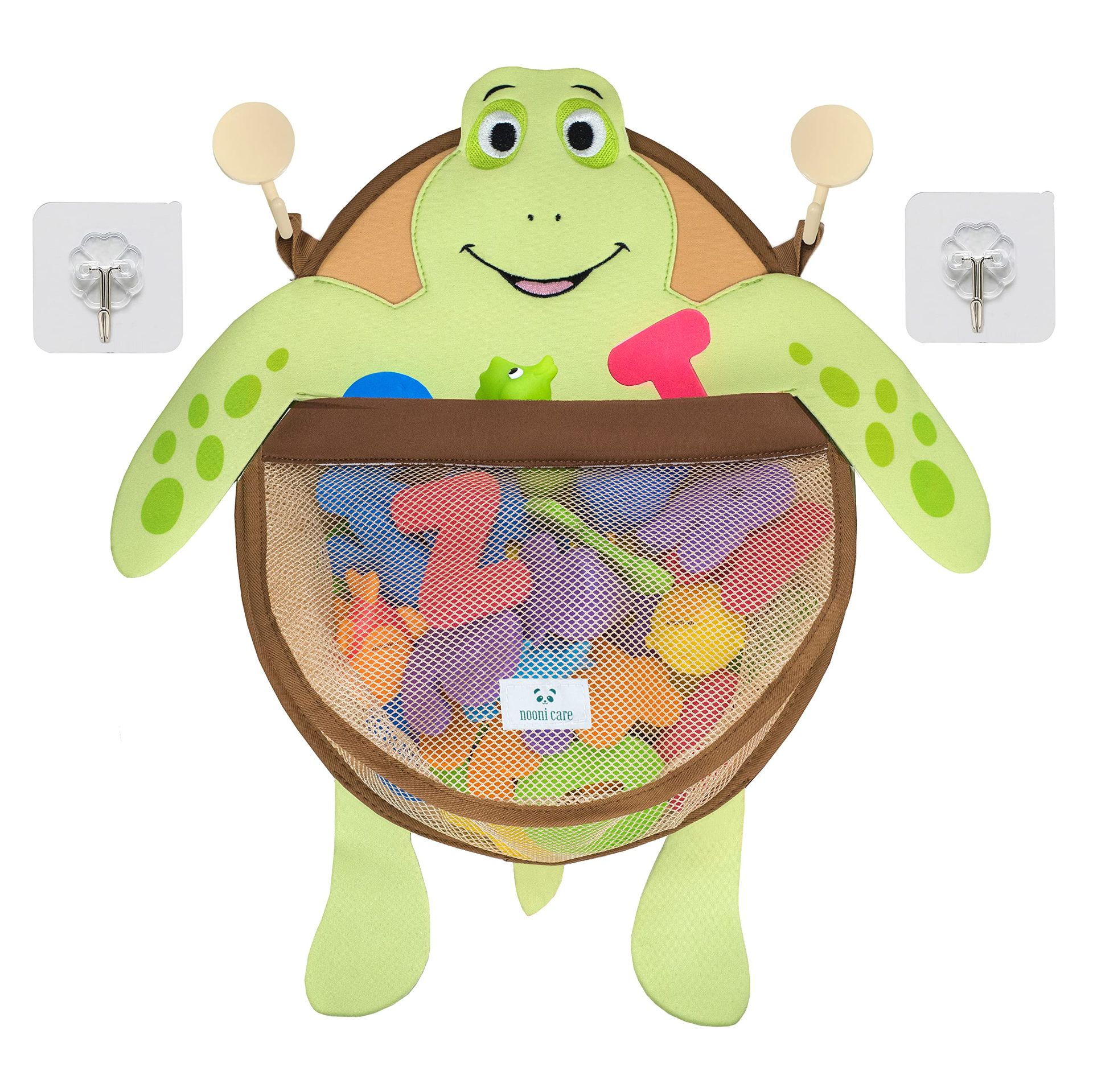 Large Bath Toy Storage Organiser with Mesh Net and Hooks for Easy Cleaning & Fun Bath Time