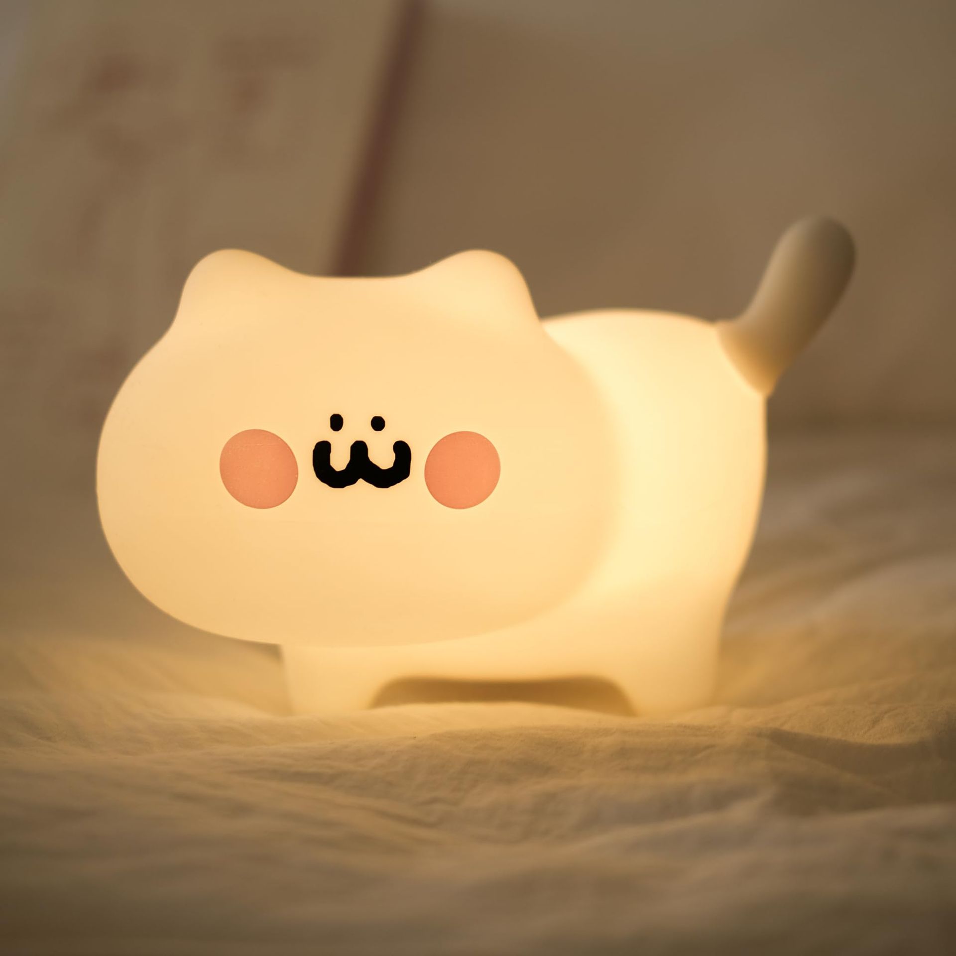 Cute Rechargeable Cat Night Light for Kids - Battery Operated Bedside Lamp for Toddlers