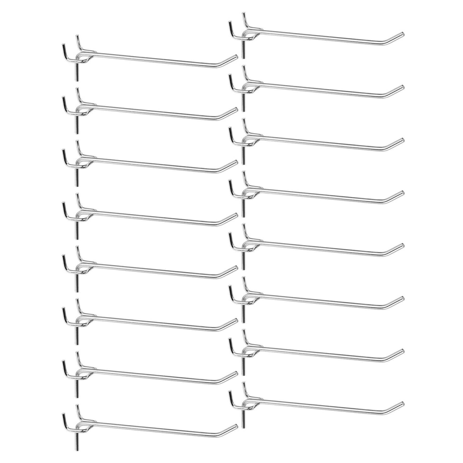 Pegboard Shelving Hooks 100pcs Stainless Steel L-Style Tool Hangers for Garage, Workshop & Kitchen Organisation - Silver 6"
