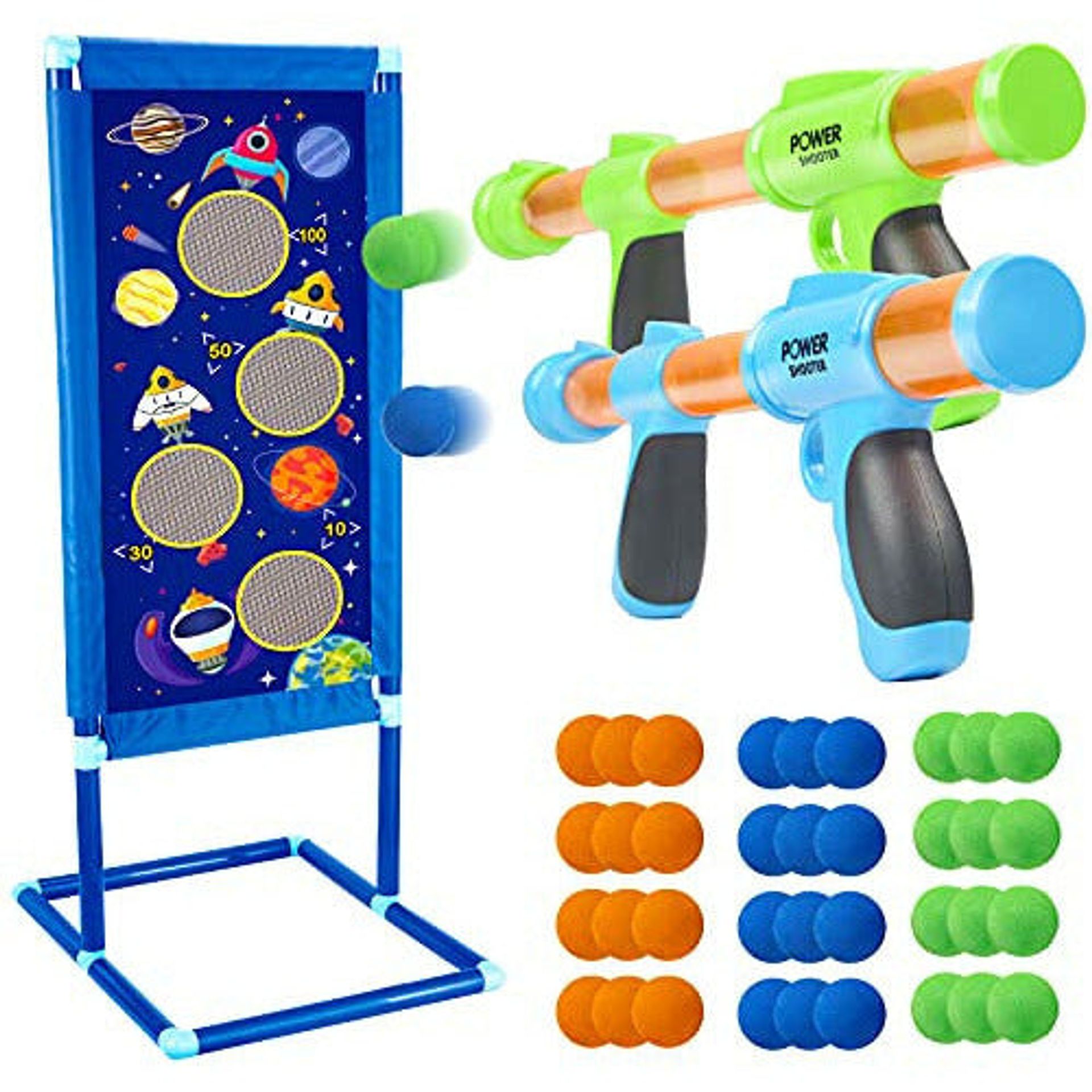 STOTOY-Schießspiel Für Nerf-Spielzeug, 5 6 7 8 9 10 Jahre, Jungen Und Mädchen, 2PK Foam Ball Popper Air Toy Guns Mit Stehendem Schiesziel 24 Foam Balls Indoor Outdoor Aktivitatsspiel Fur Kinder