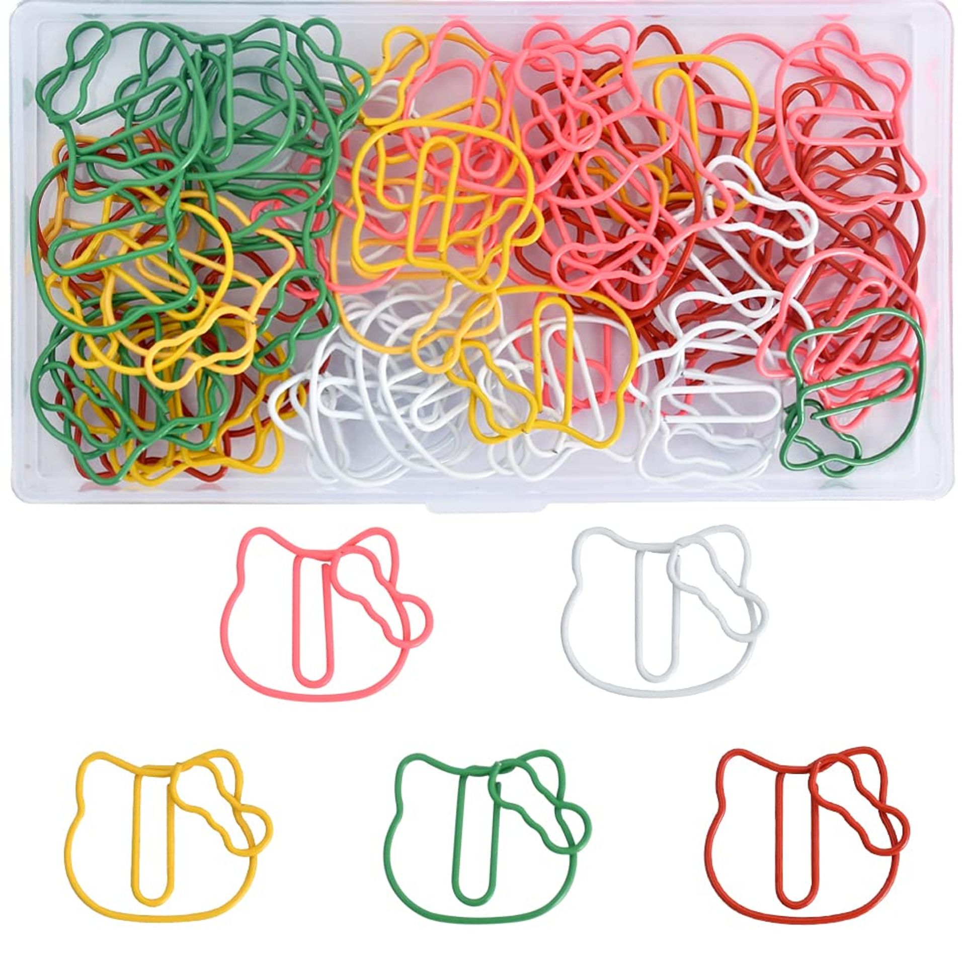 50Pcs Rainbow Cat Paper Clips, Assorted Colors Cute Cat Animal Shaped Bookmark Clips for Cat Lovers Party Card Invitation Teachers Scrapbooks,Notebook