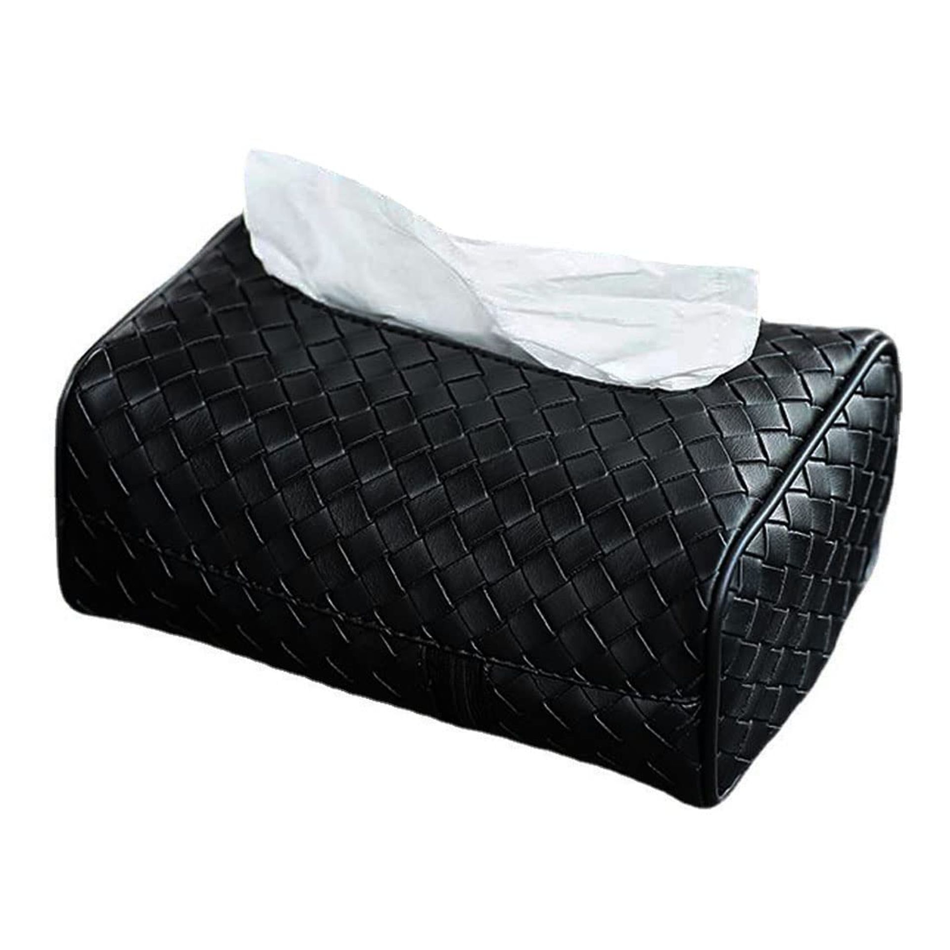 Black PU Leather Car Tissue Holder Box for Armrest & Sun Visor - Multi-use Car Accessory