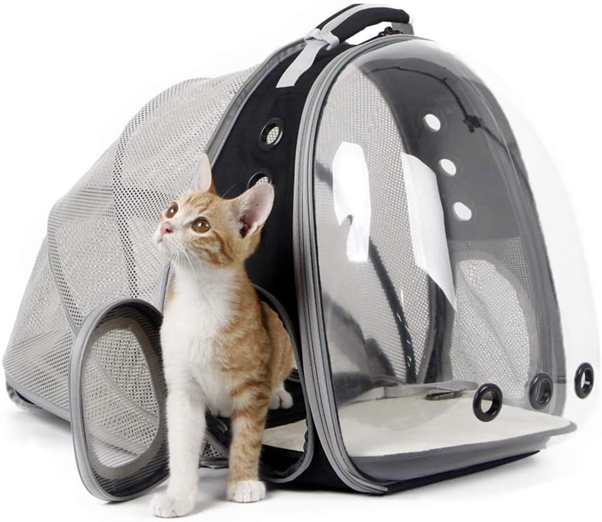 Dual Expandable Cat Backpack Carrier with Front & Back Extension Bubble Capsule for Travel, Hiking & Outdoor Use - Black Large