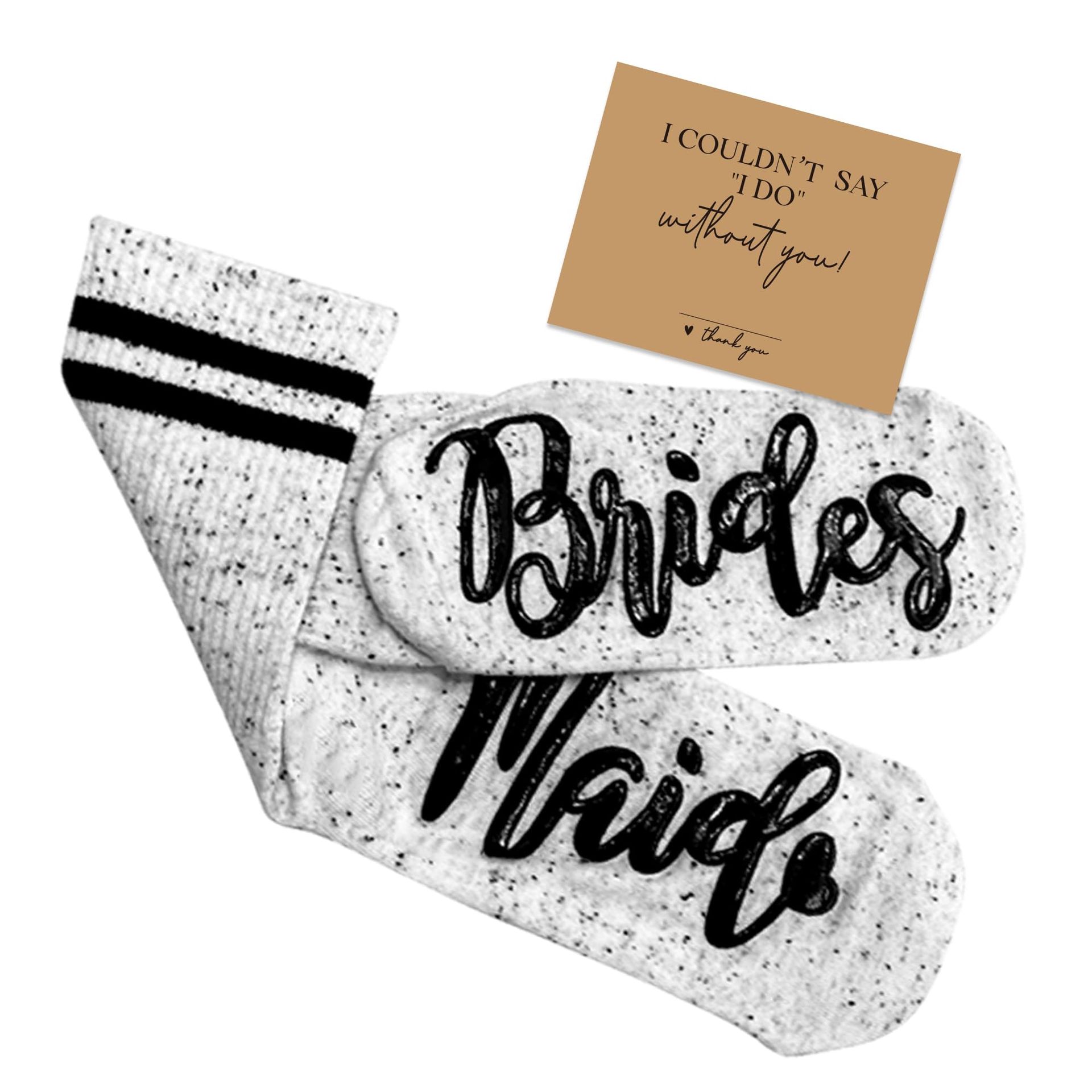 Bridesmaid Socks Hen Party Favours Soft Cotton Wedding Crew Socks Pack of 6 - Grey One Size