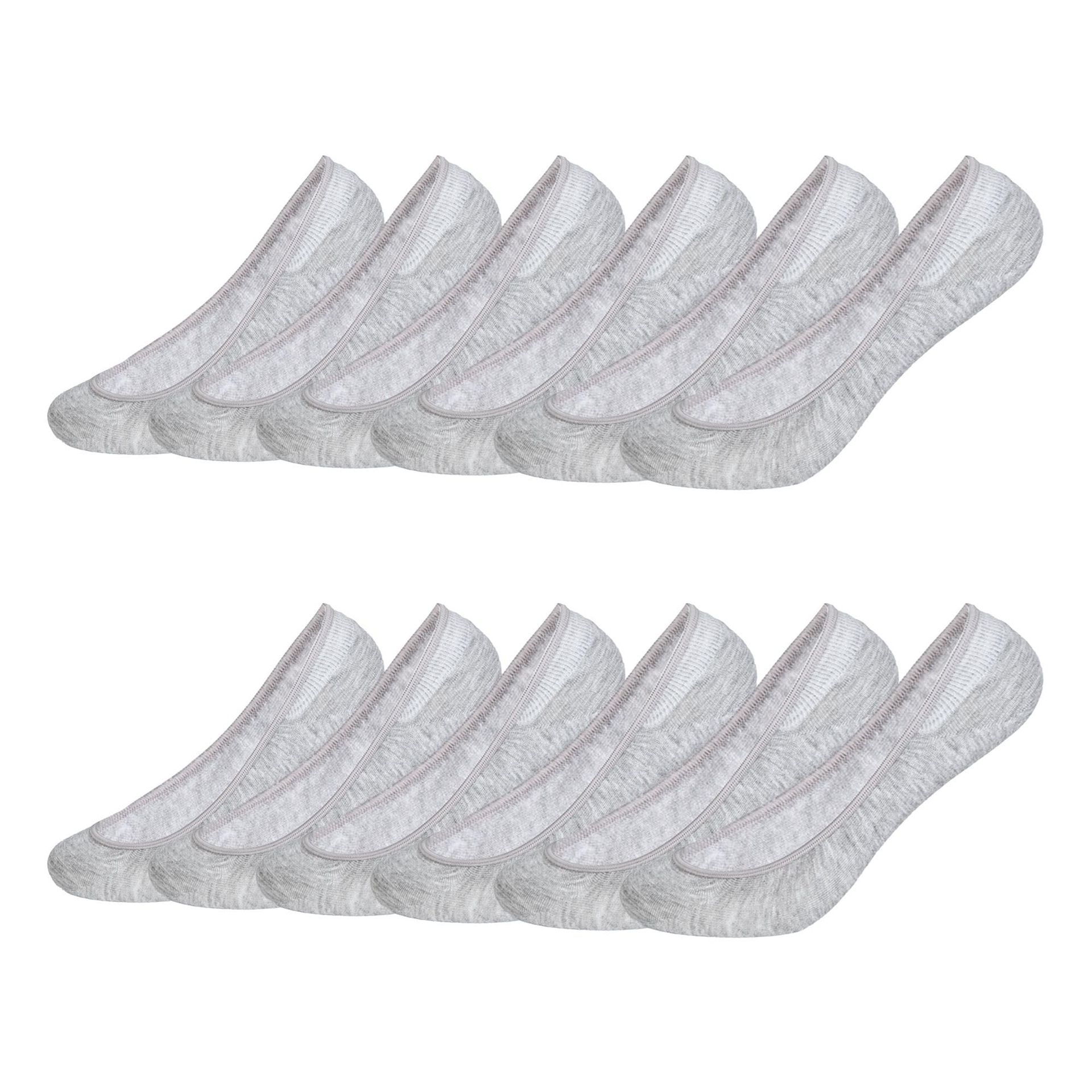 Women's No Show Bamboo Socks - Invisible, Non-Slip Liner, Low Cut (6 Pairs, Grey, Size M 6-8)