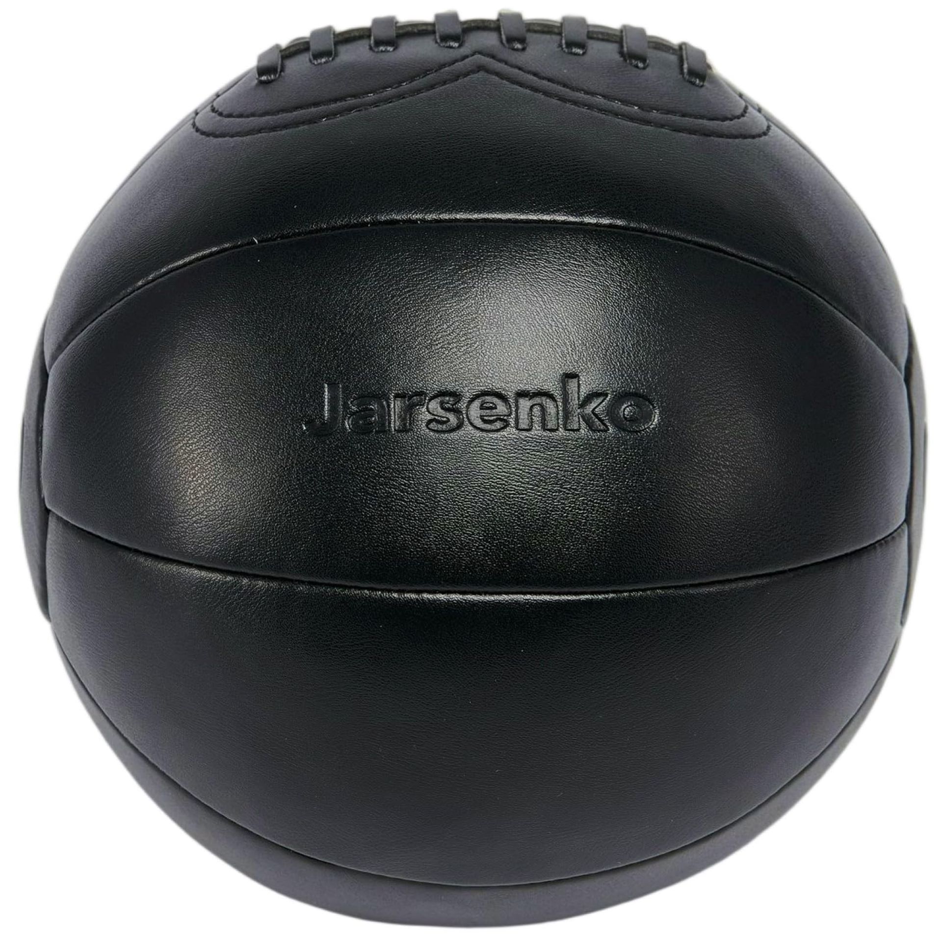 Medicine Ball 100% Leather Weighted Ball for Strength & Core Training - Black 8 Lbs
