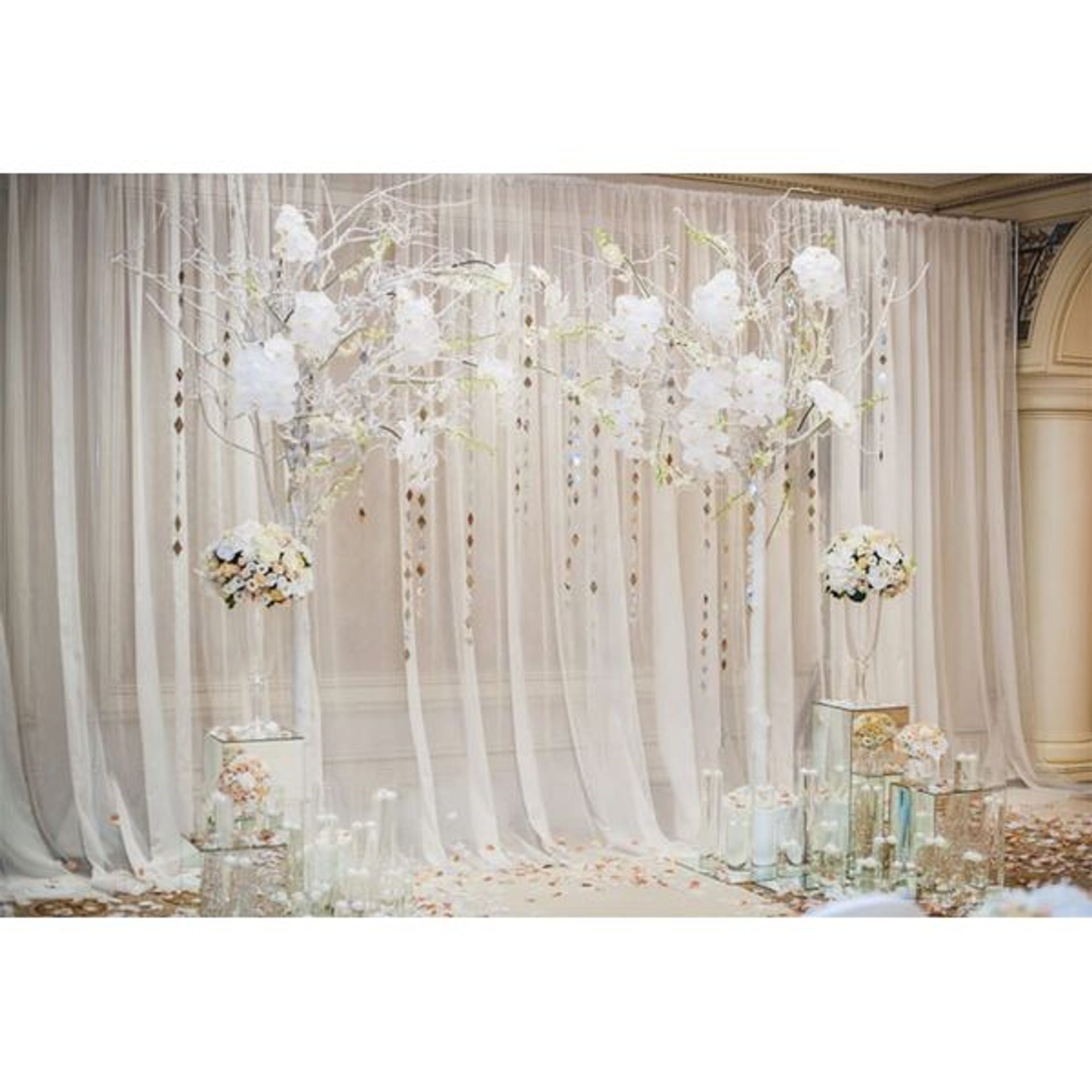 Aoihrraan 2,7x1,8m Fancy Paper Flowers Backdrop White Curtain Romantic Fl