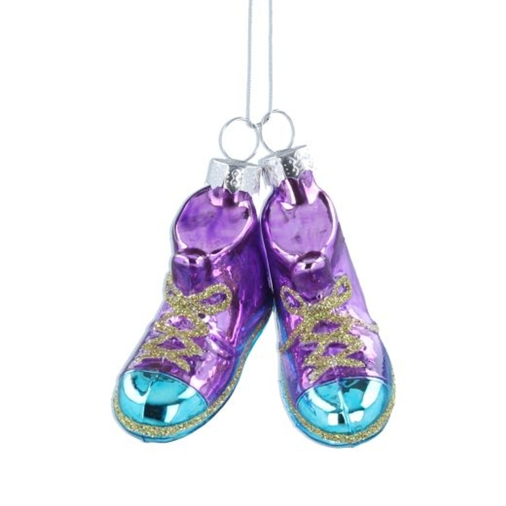 Gisela Graham 6 x Blue/Purple Glass Shoes Dec