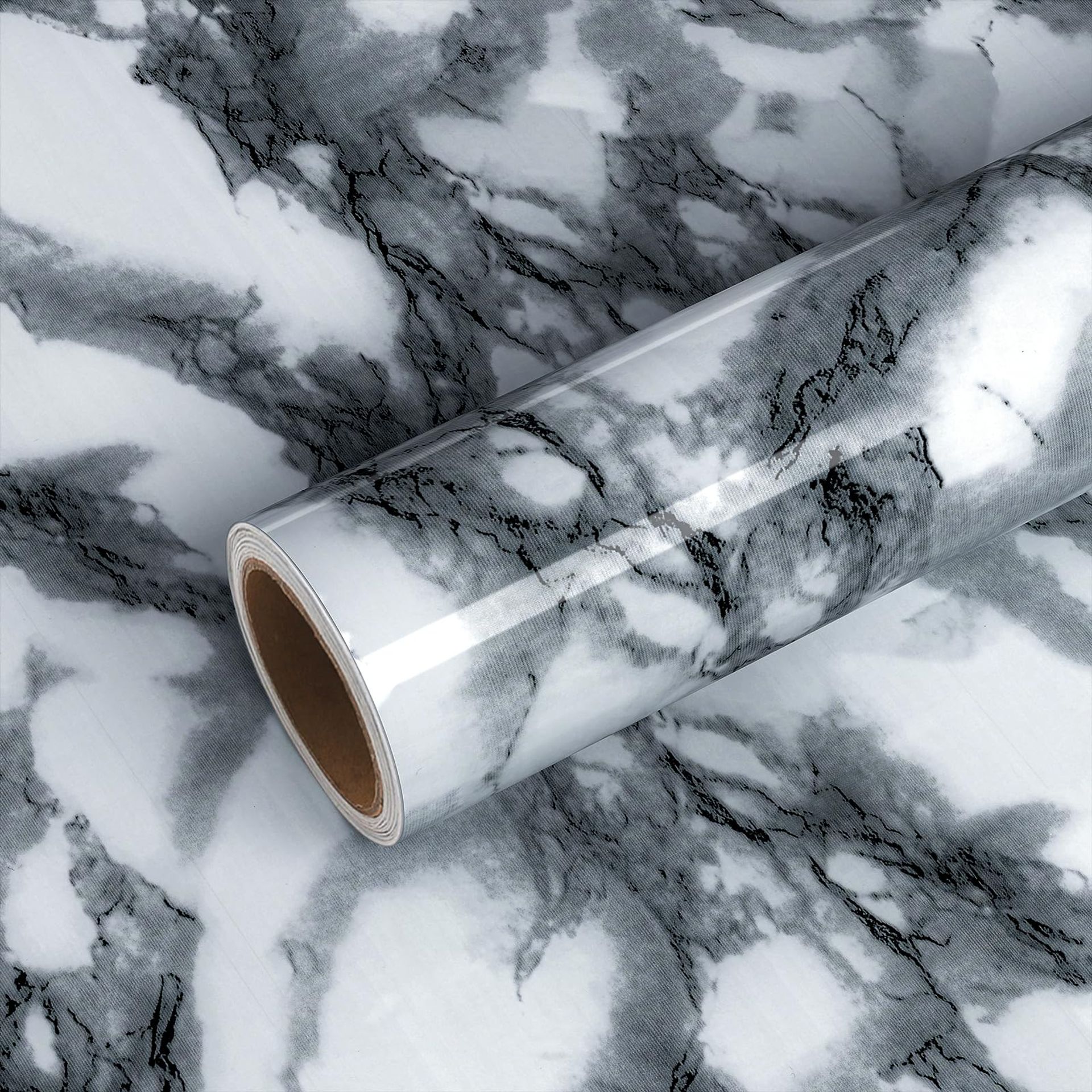VEELIKE Marble Wallpaper Sticky Back Plastic Grey Marble Effect Worktop Covering Self Adhesive Contact Paper Waterproof Oil Proof Film for Counter Table Desk 40cm x 300cm