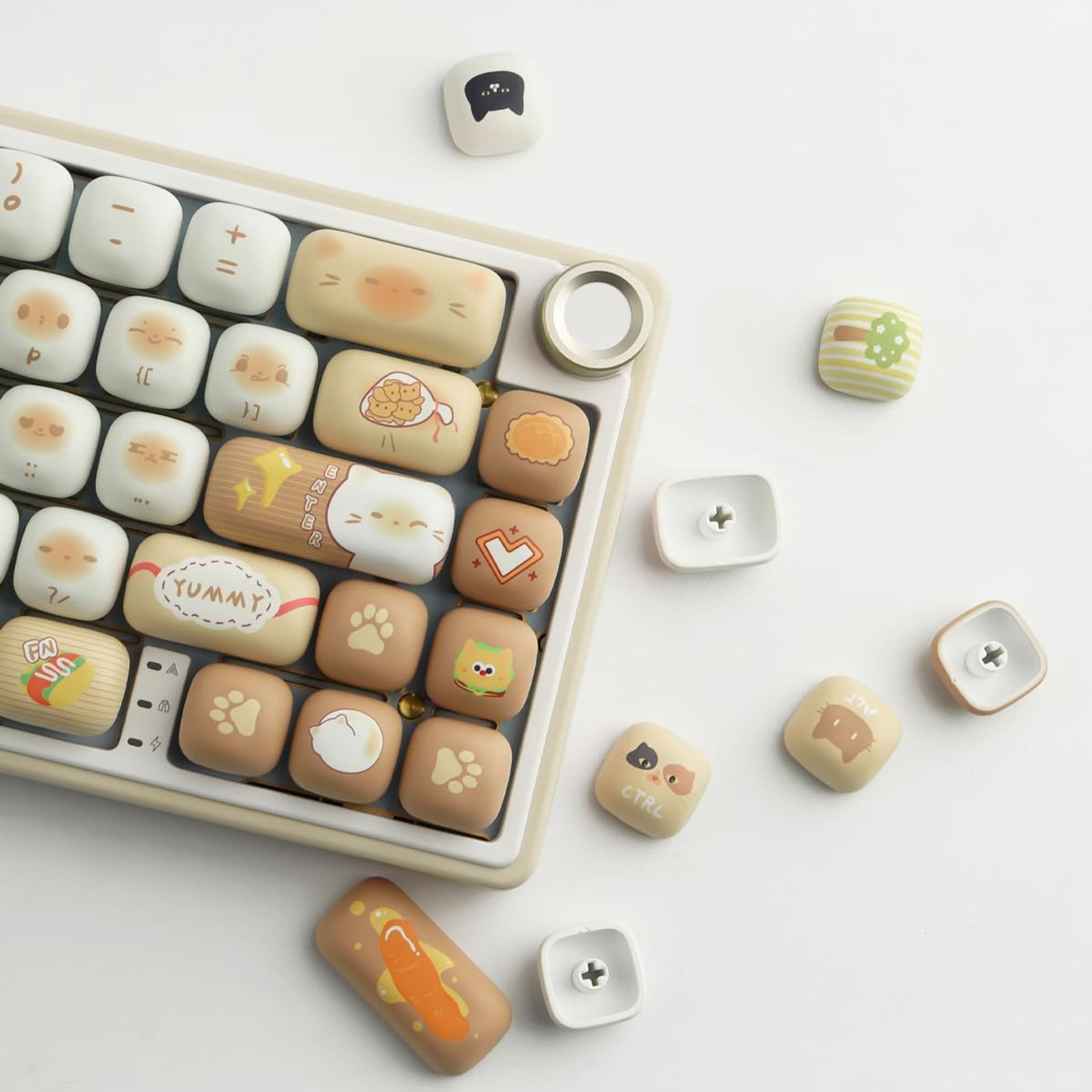 PBT Keycaps 137 toetsen XDA-profiel DYE-SUB Gepersonaliseerd Wit Geel Honing Melk Engels Toetsenbord Keycaps Geschikt voor Mechanisch Gaming