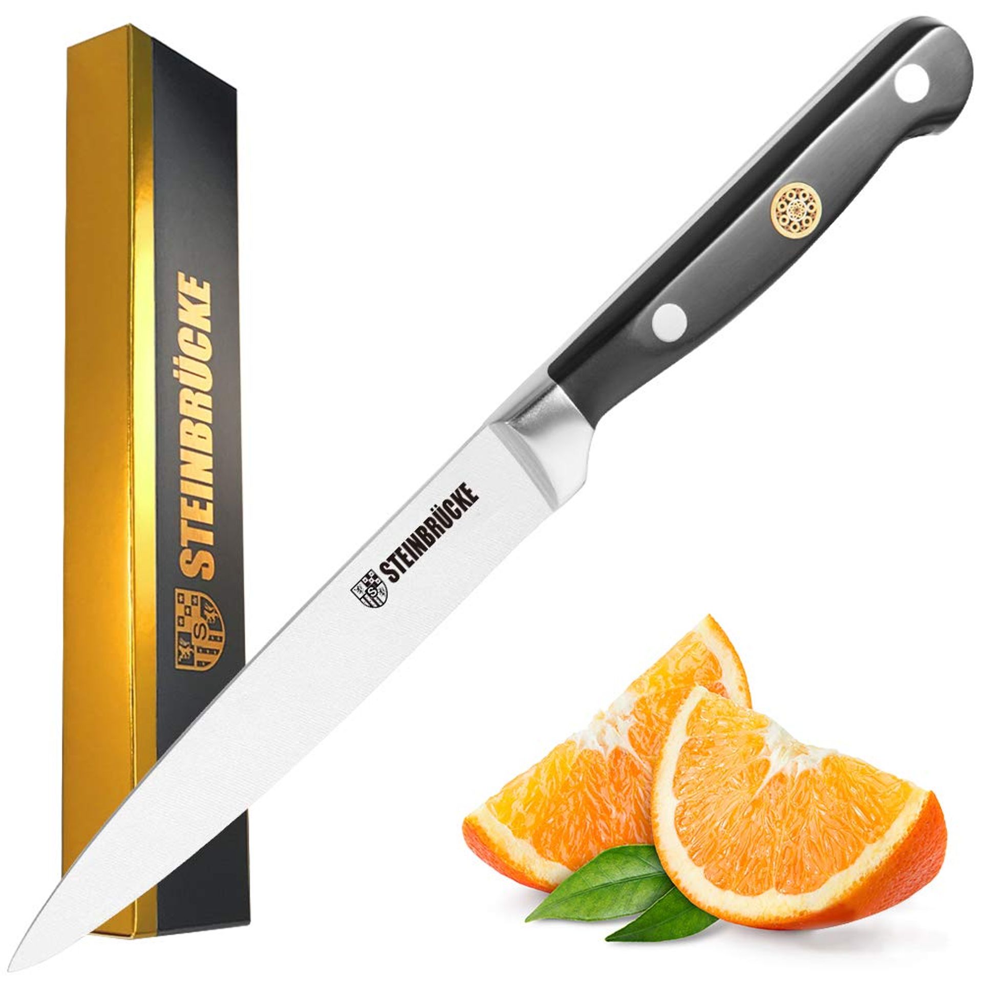 Utility Kitchen Knife 5-inch German Stainless Steel Full Tang Razor Sharp Blade Ergonomic Handle - Metallic 5"