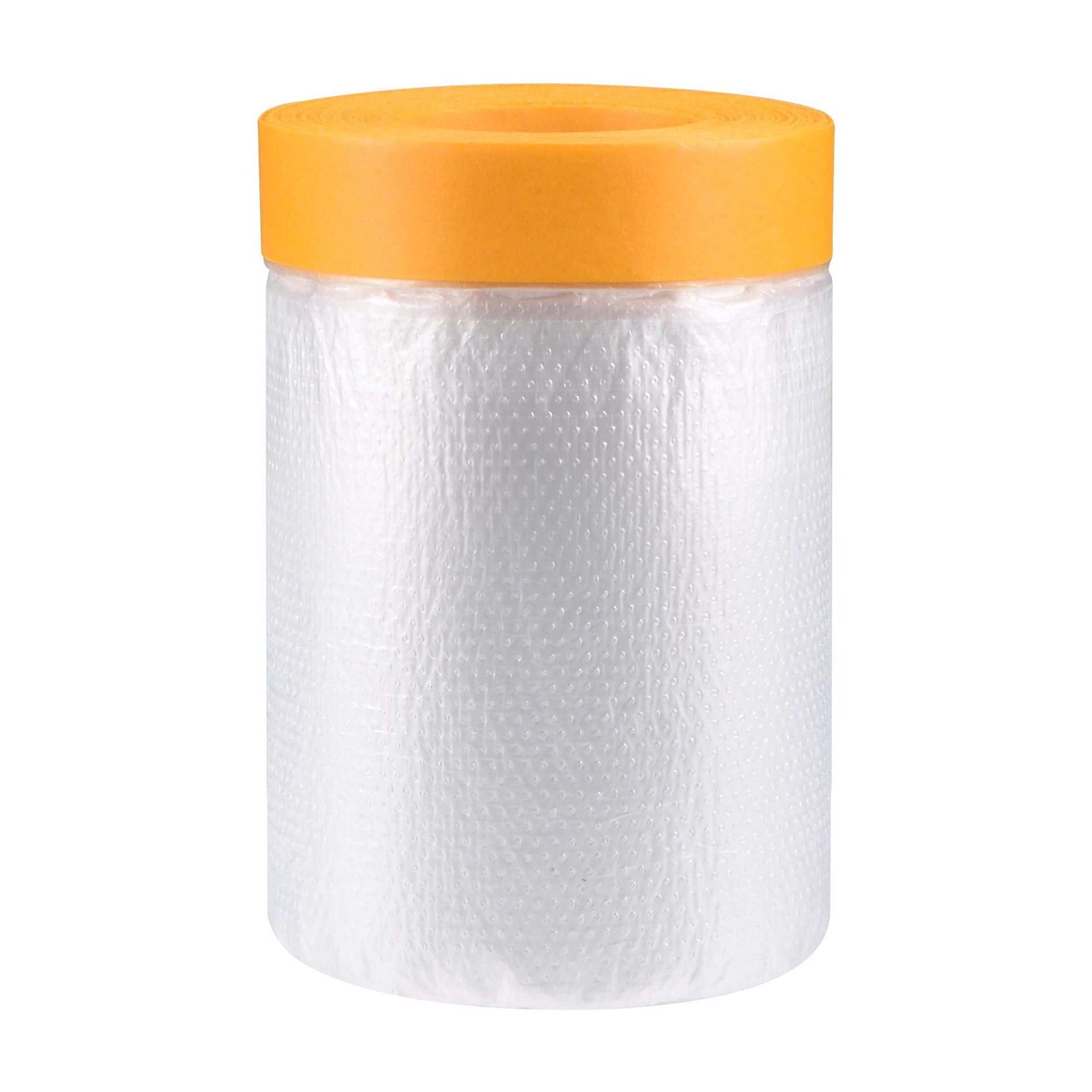 sourcing map Pre-Taped Masking Film, 43.3 in x 82 Ft, Plastic Drop Cloth with Medium-Tack Painters Tape for Painting Protection