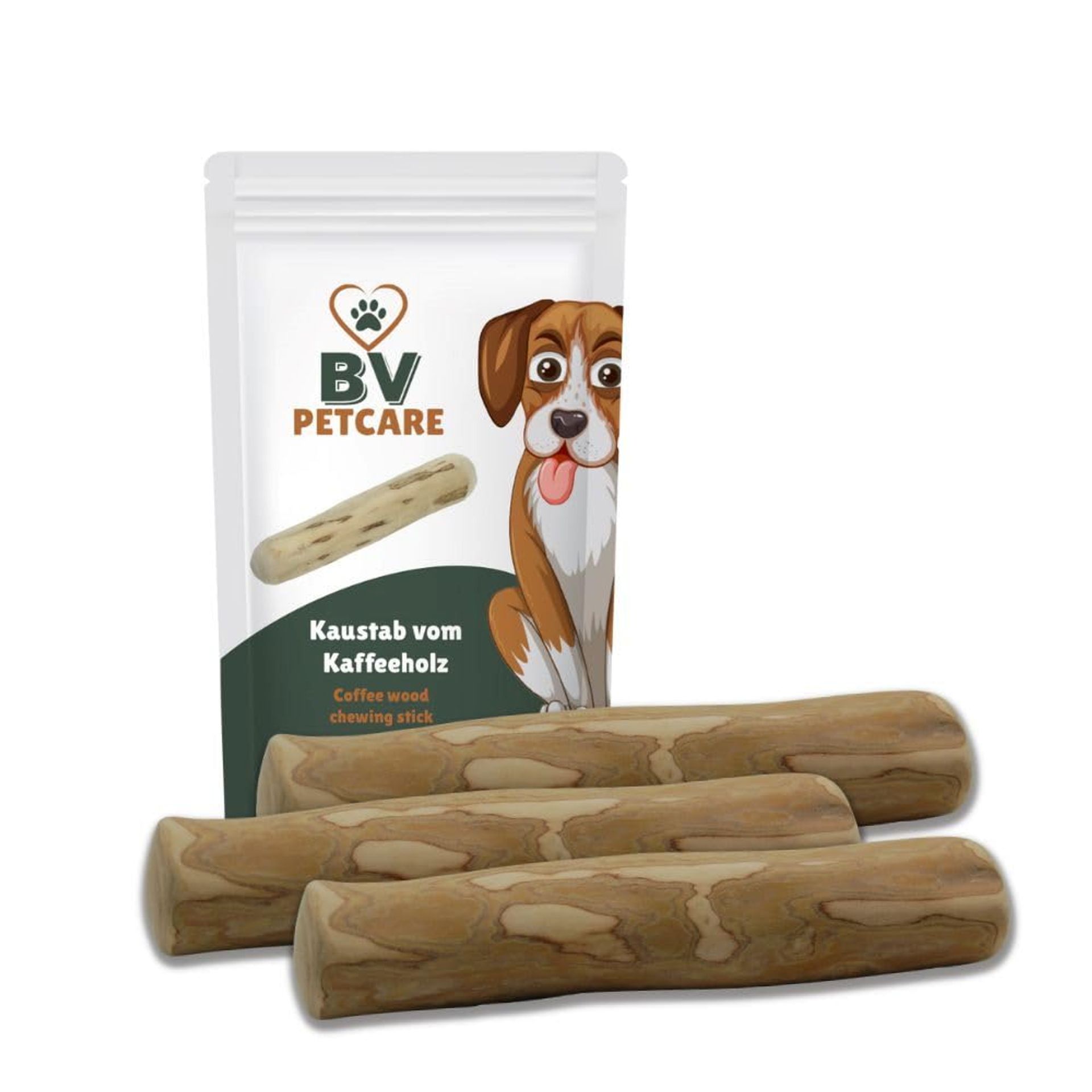 Natural Coffee Wood Dog Chew Sticks Durable Dental Care Toy Eco-Friendly Set of 3 - XS