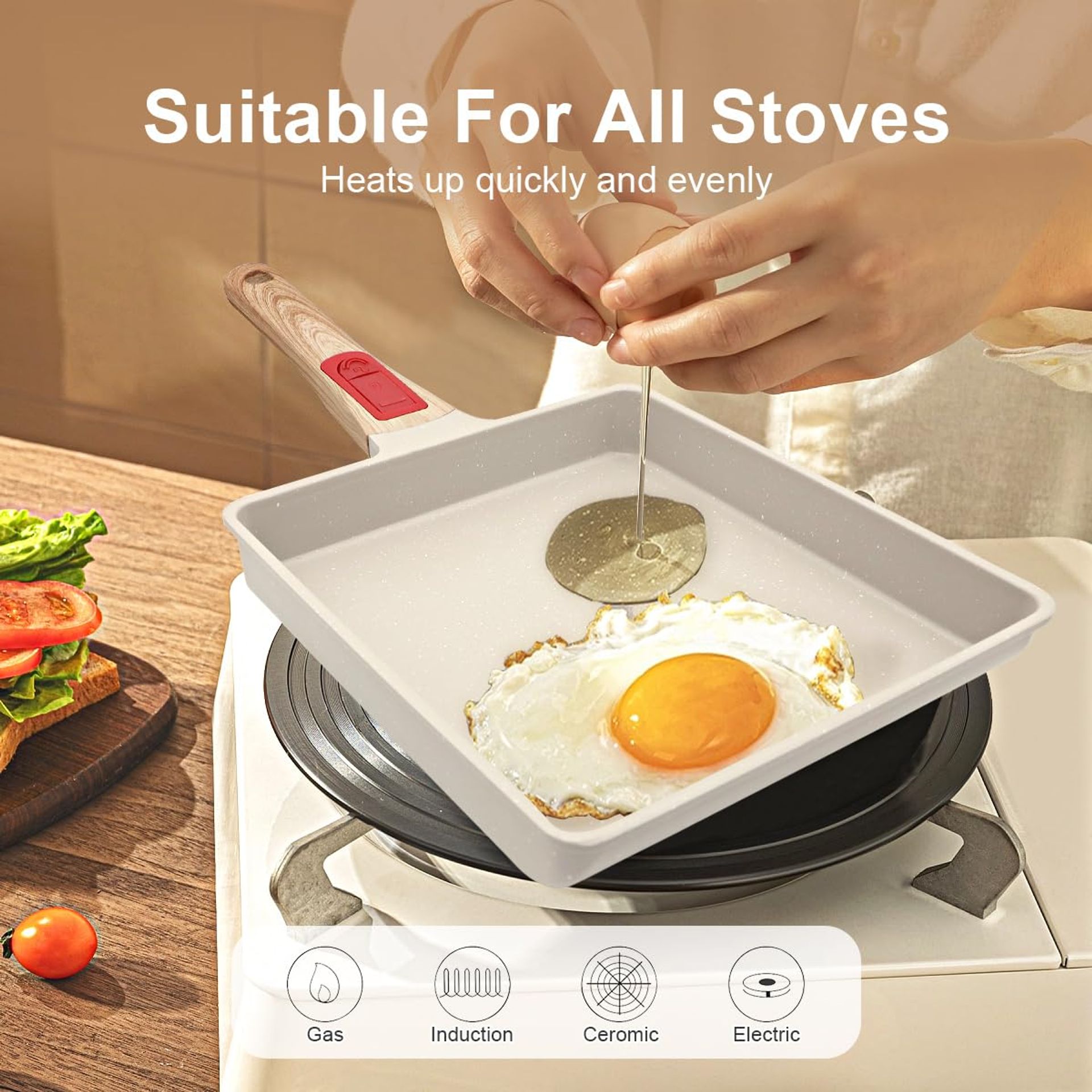 RATWIA Premium Tamagoyaki Pan - 7 x 5 Japanse omelet pan met anti-aanbaklaag, deksel en olieborstel