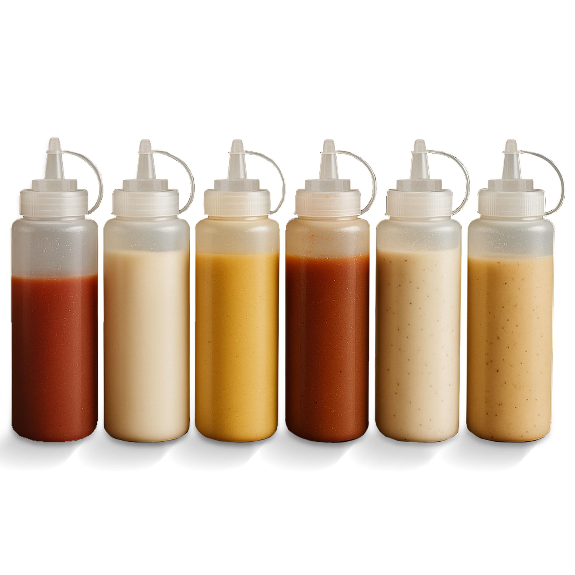 6 Pcs 24 Oz Clear Plastic Squeeze Bottle Set for Condiments - Ideal for Ketchup, Mustard, Sauces