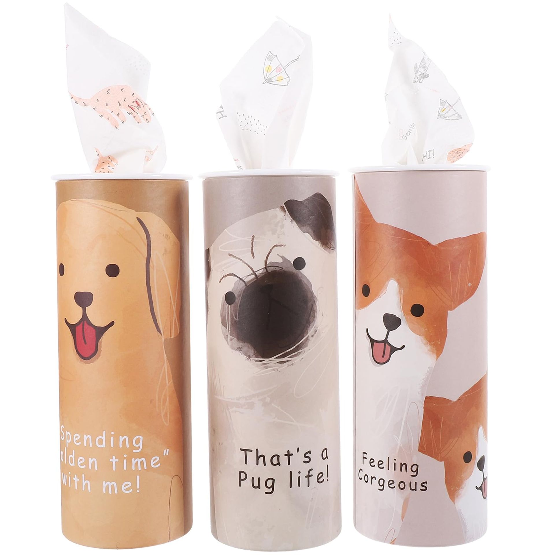 3Pcs Car Tissue Holder - Stylish Round Tissue Tube for Car Cup Holder, Travel Tissues in Cylinder Box, Multi-Colour