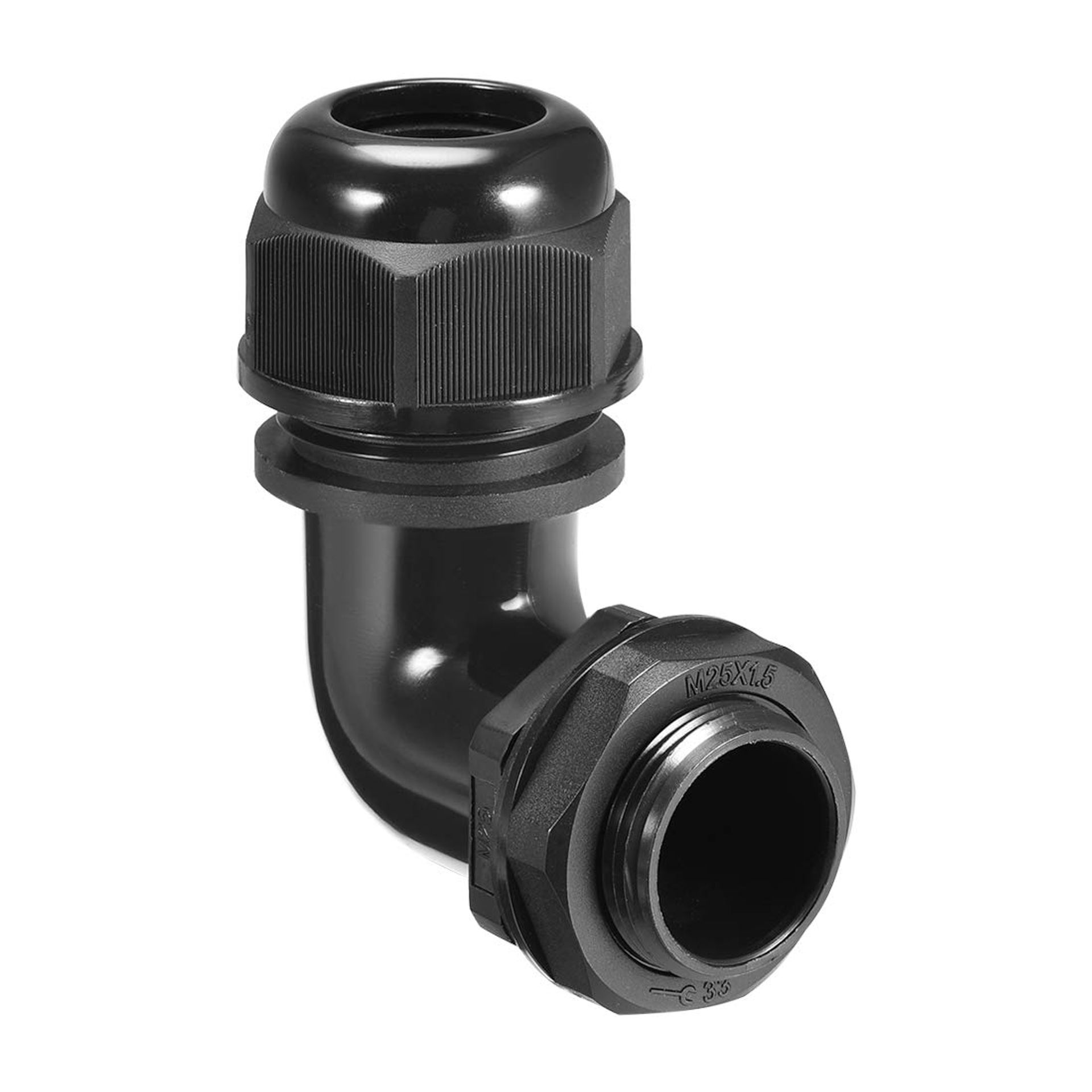 sourcing map M25 Cable Gland, 90 Degree Waterproof IP68 Nylon Joint Adjustable Locknut for 10mm-16mm Dia Cable Wire